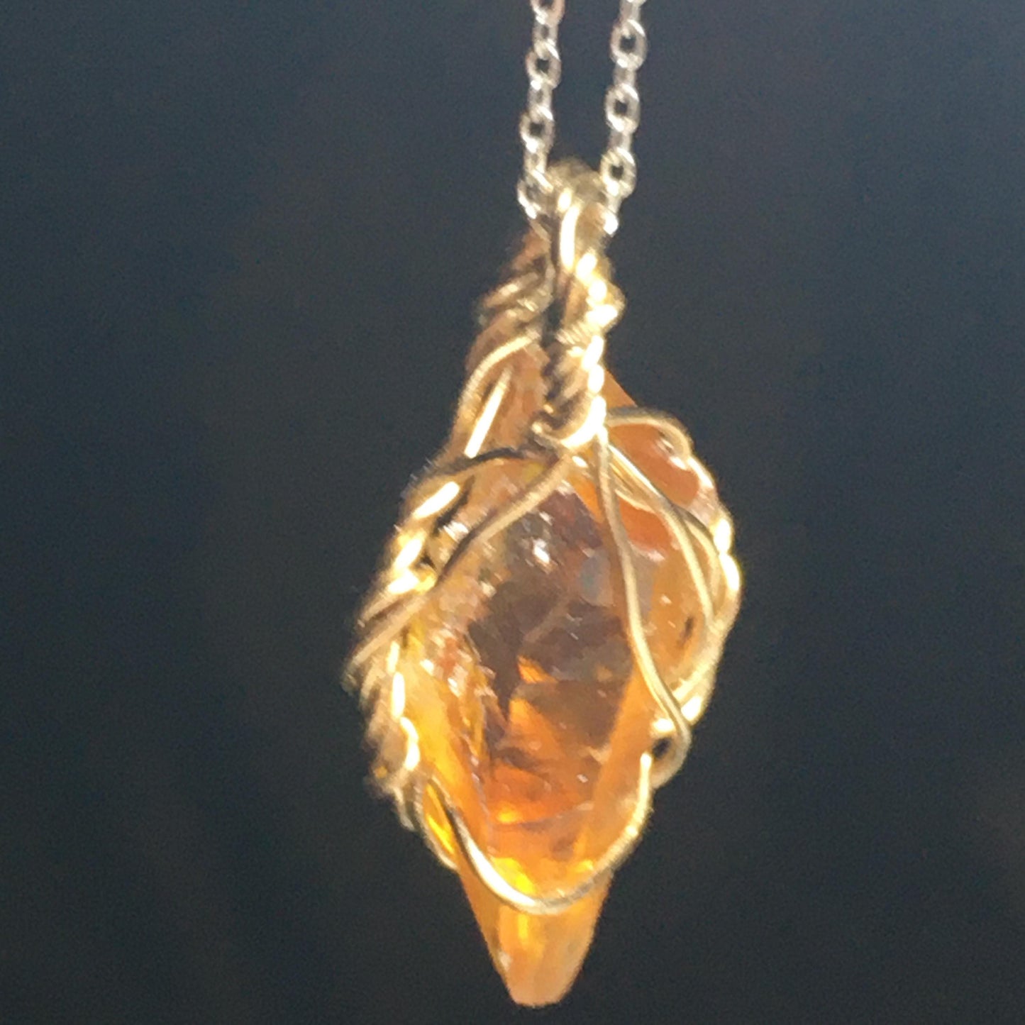 Authentic Orange Zincite Crystal and Gold Pendant