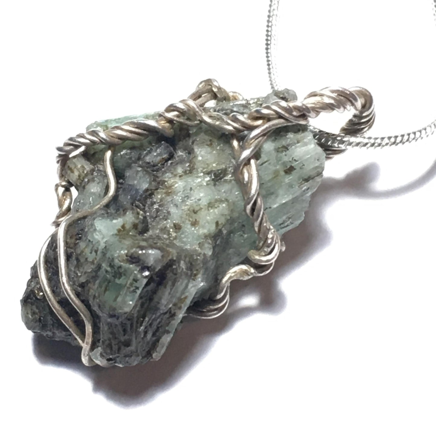 Natural Emerald and Silver Pendant