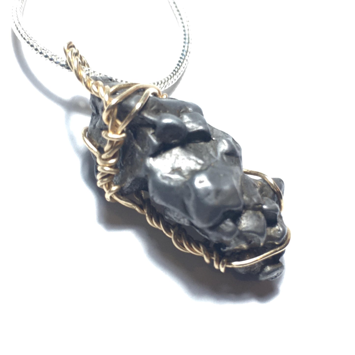 Iron Meteorite Gold Pendant Campo Del Cielo Sturdy Wire Wrap