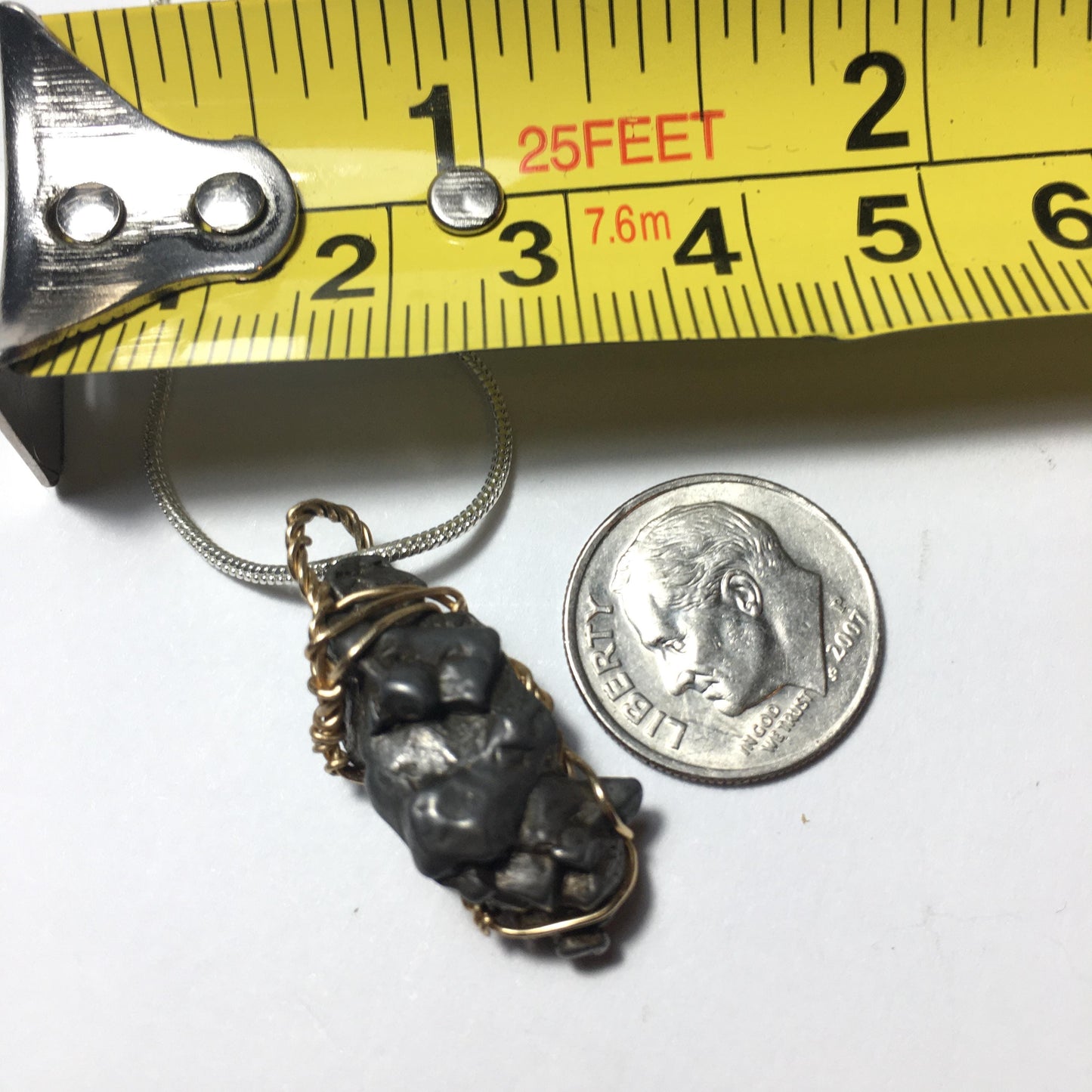 Iron Meteorite Gold Pendant Campo Del Cielo Sturdy Wire Wrap
