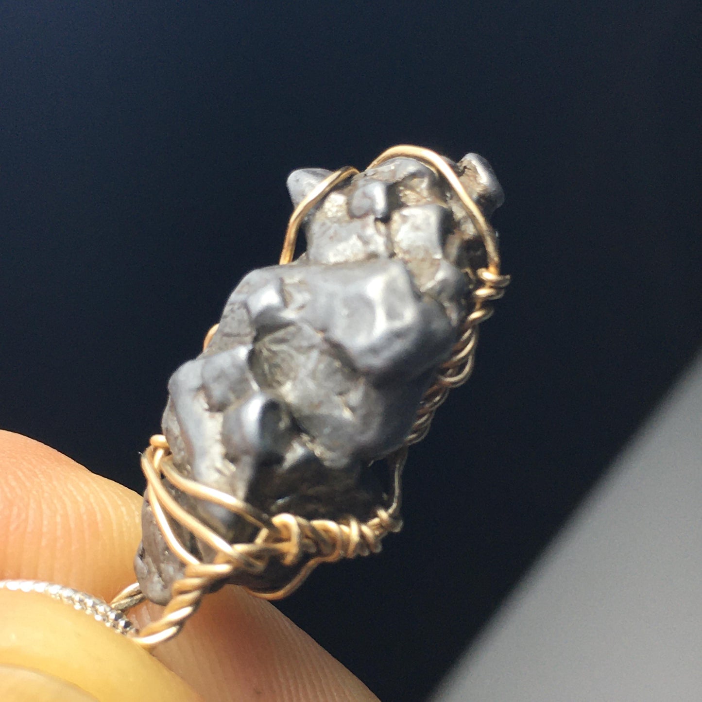 Iron Meteorite Gold Pendant Campo Del Cielo Sturdy Wire Wrap