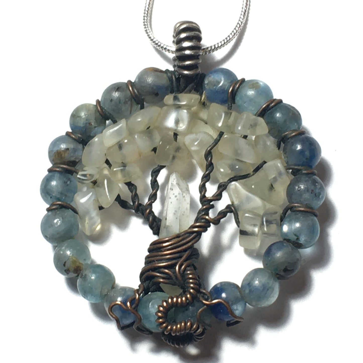KYANITE D.T. Titanium QUARTZ and MOONSTONE Tree Pendant