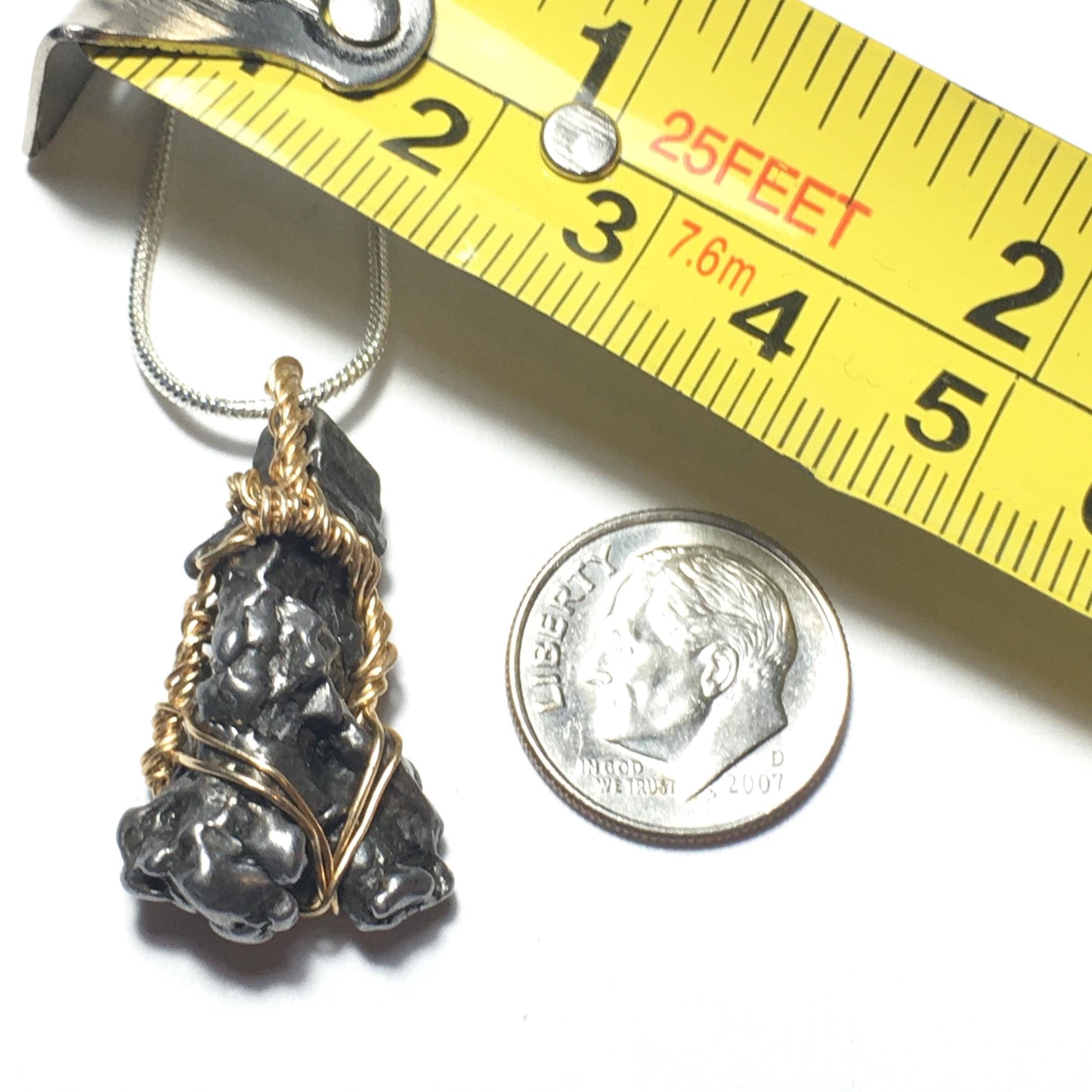 Iron Meteorite Pendant Campo Del Cielo on Gold Wire Handmade Wire Wrap Pendant