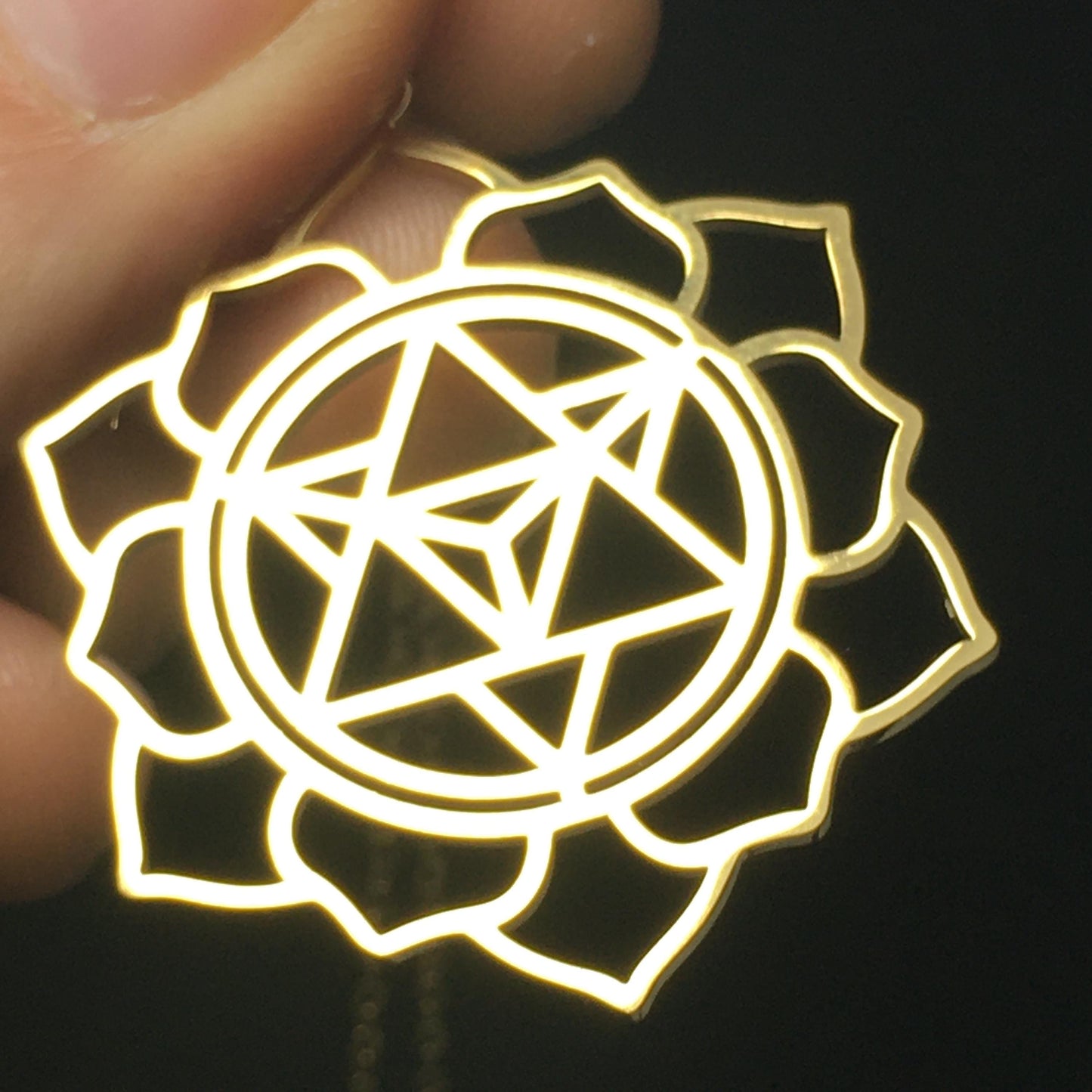 Star Tetrahedron Lotus Pendant Gold-Plated laser cut
