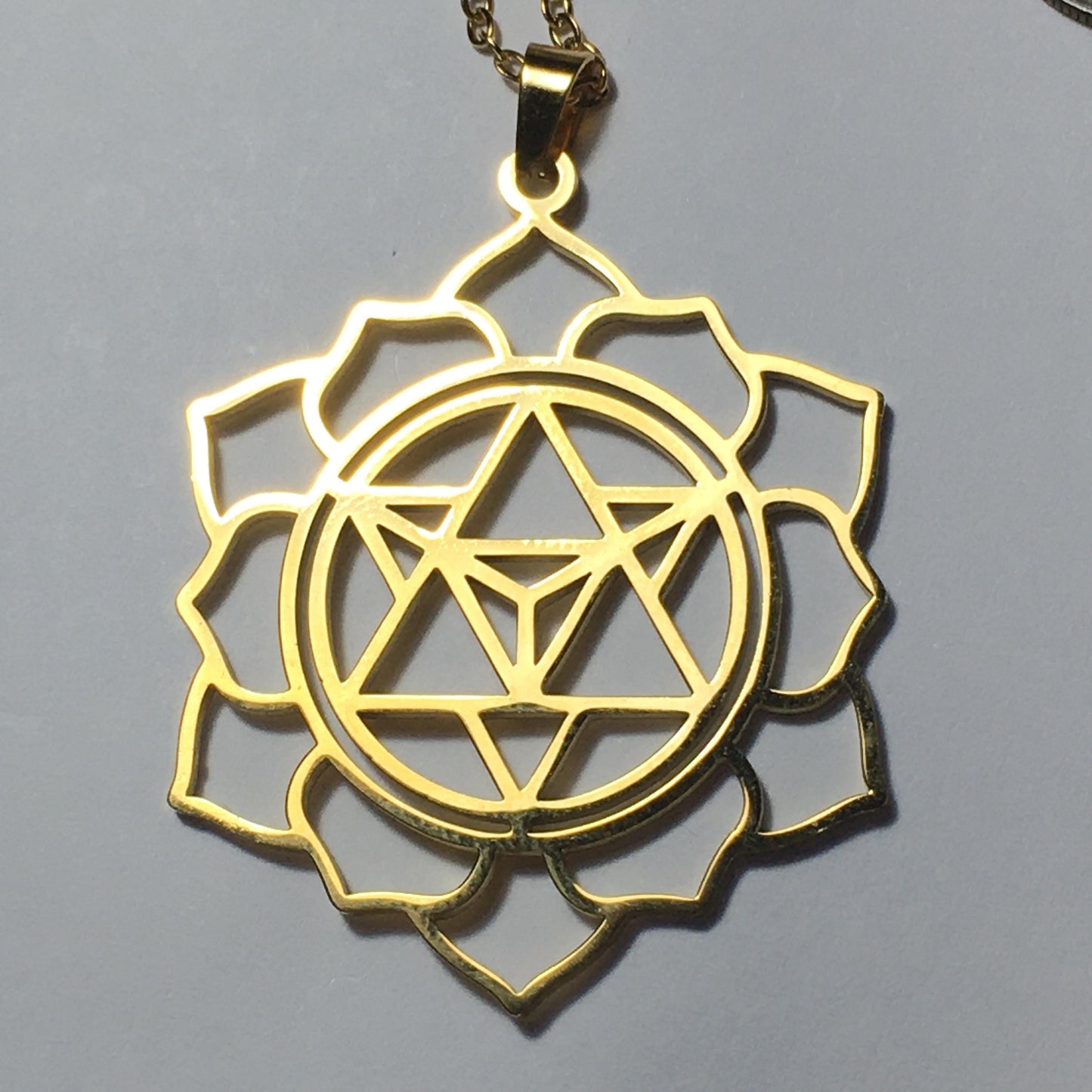 Star Tetrahedron Lotus Pendant Gold-Plated laser cut