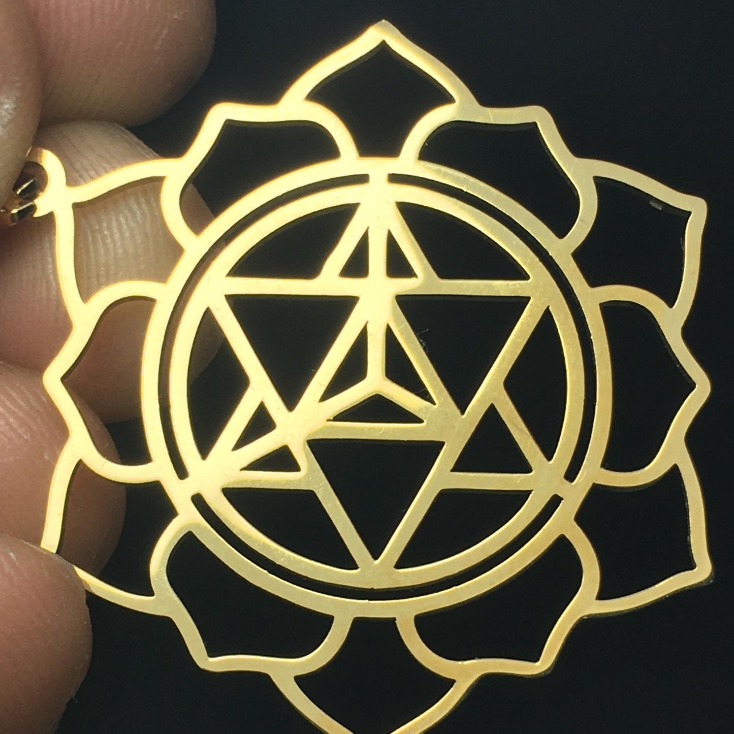 Star Tetrahedron Lotus Pendant Gold-Plated laser cut