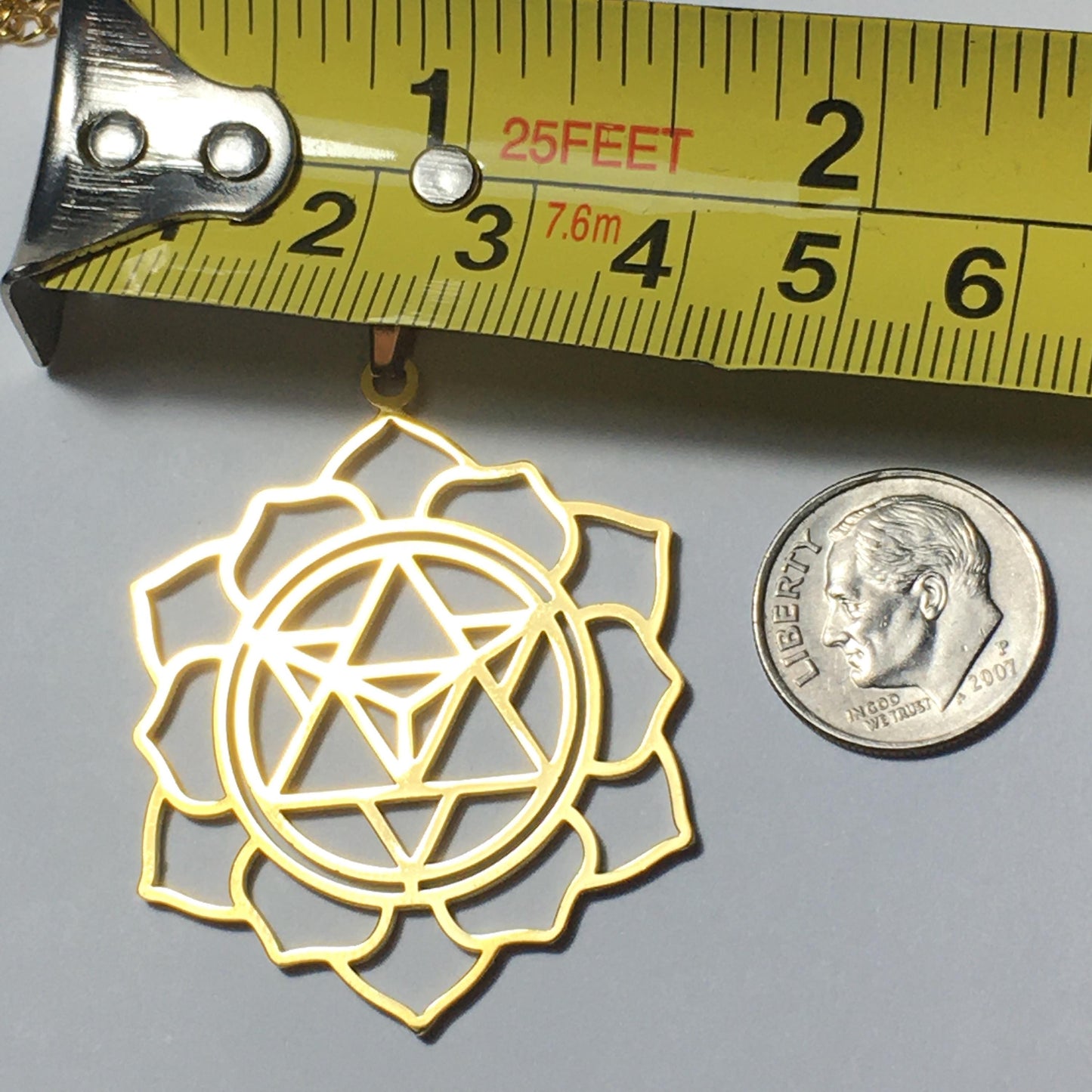 Star Tetrahedron Lotus Pendant Gold-Plated laser cut