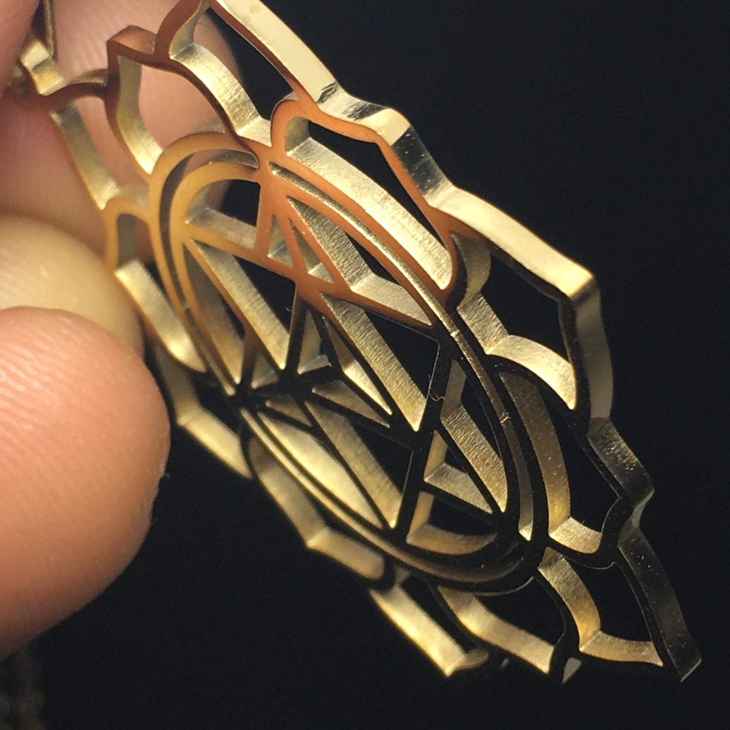 Star Tetrahedron Lotus Pendant Gold-Plated laser cut