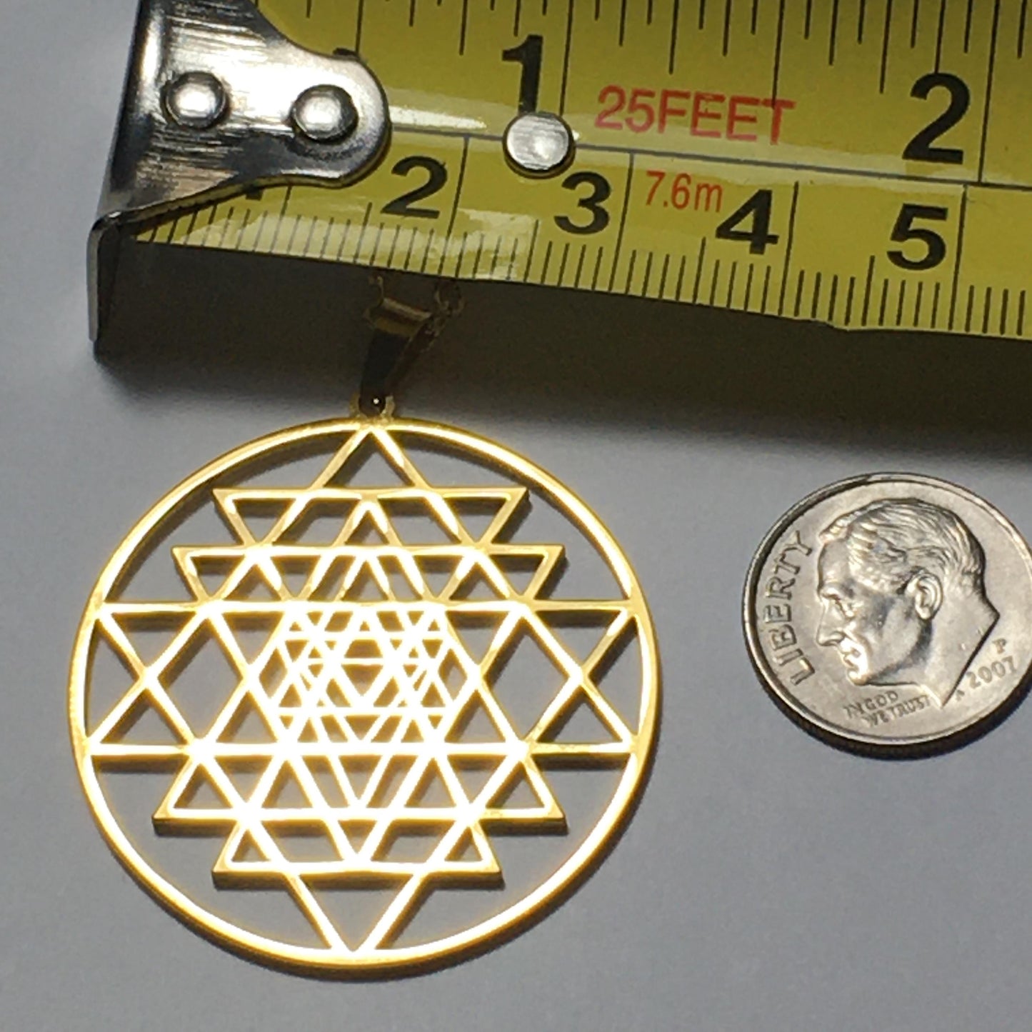 Sri Yantra Goddess Lakshmi Gold-Plated laser cut Good Luck Wealth Abundance