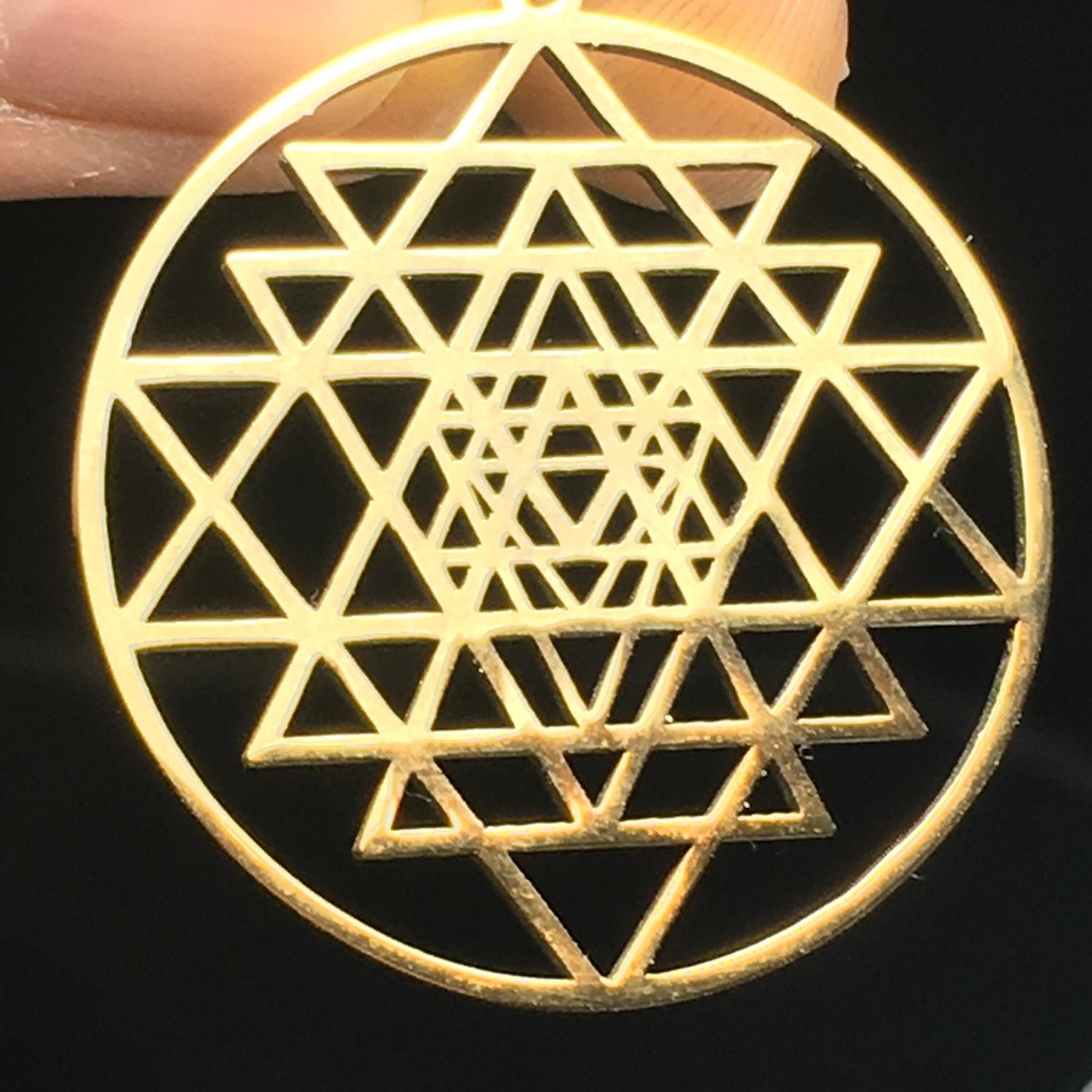 Sri Yantra Goddess Lakshmi Gold-Plated laser cut Good Luck Wealth Abundance