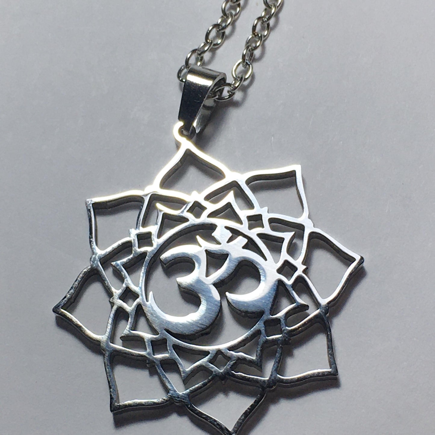 OM AUM and Lotus Flower Pendant steel laser cut