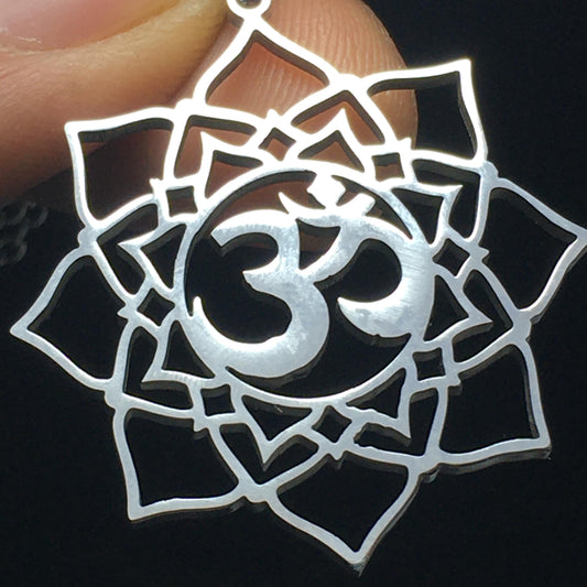 OM AUM and Lotus Flower Pendant steel laser cut