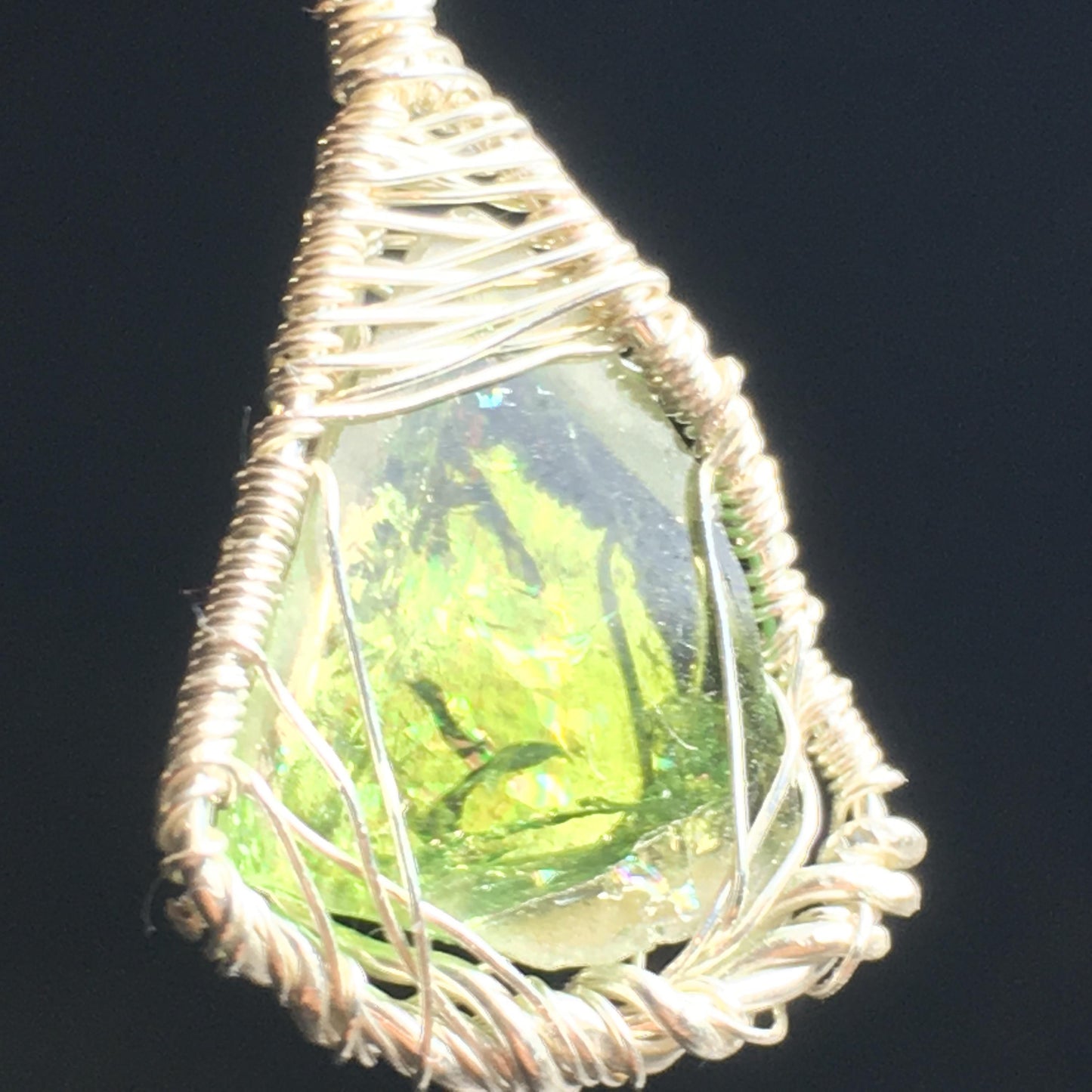 Green Tourmaline Wire Wrap with 925 Silver