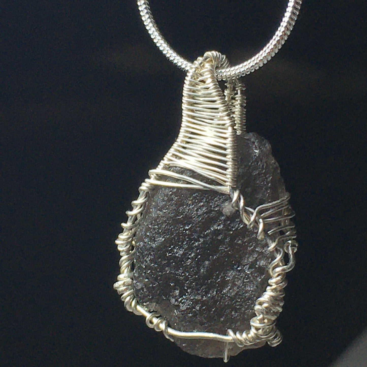 Tektite Meteorite and Silver Pendant