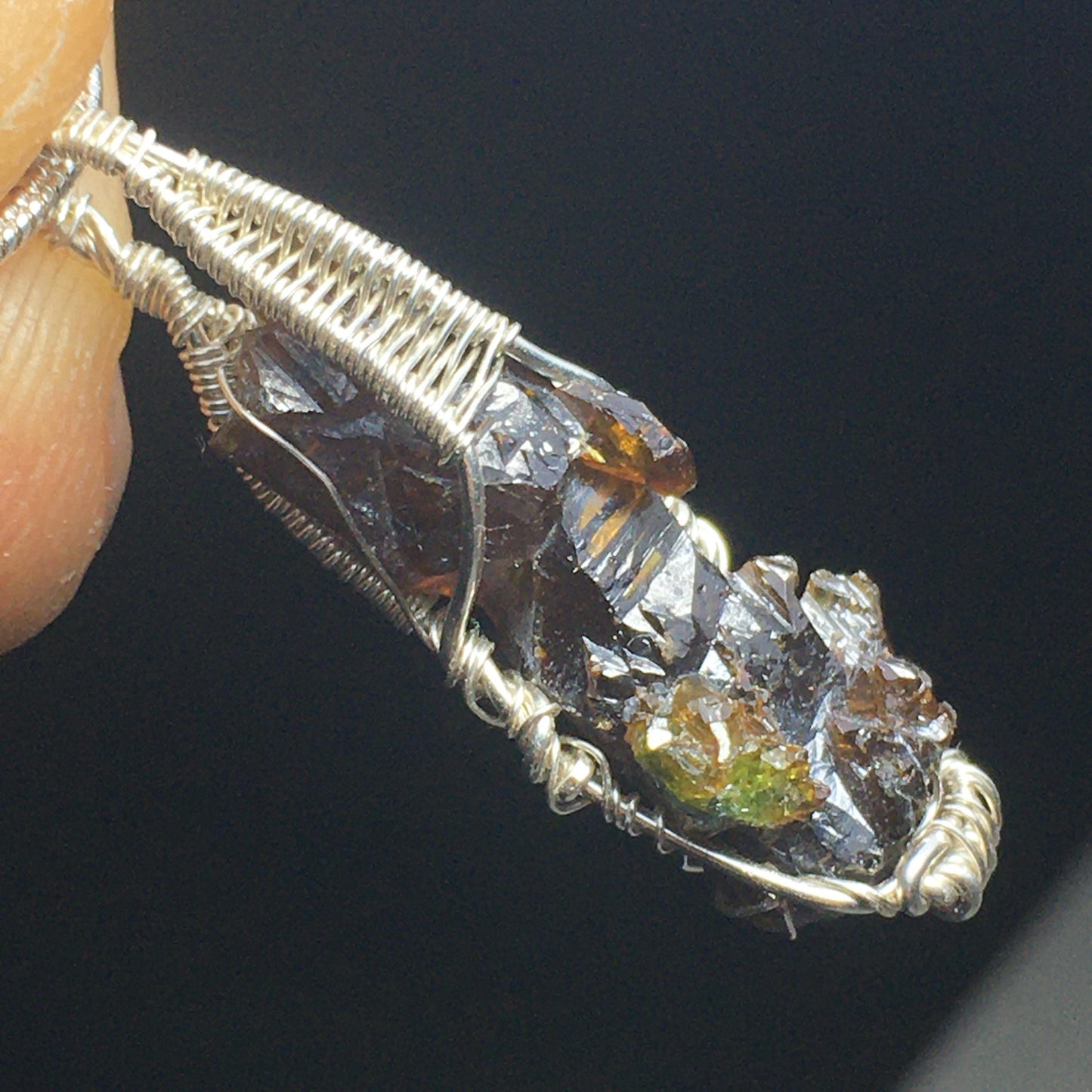 Amber Zincite 925 Sterling Silver Crystal Pendant