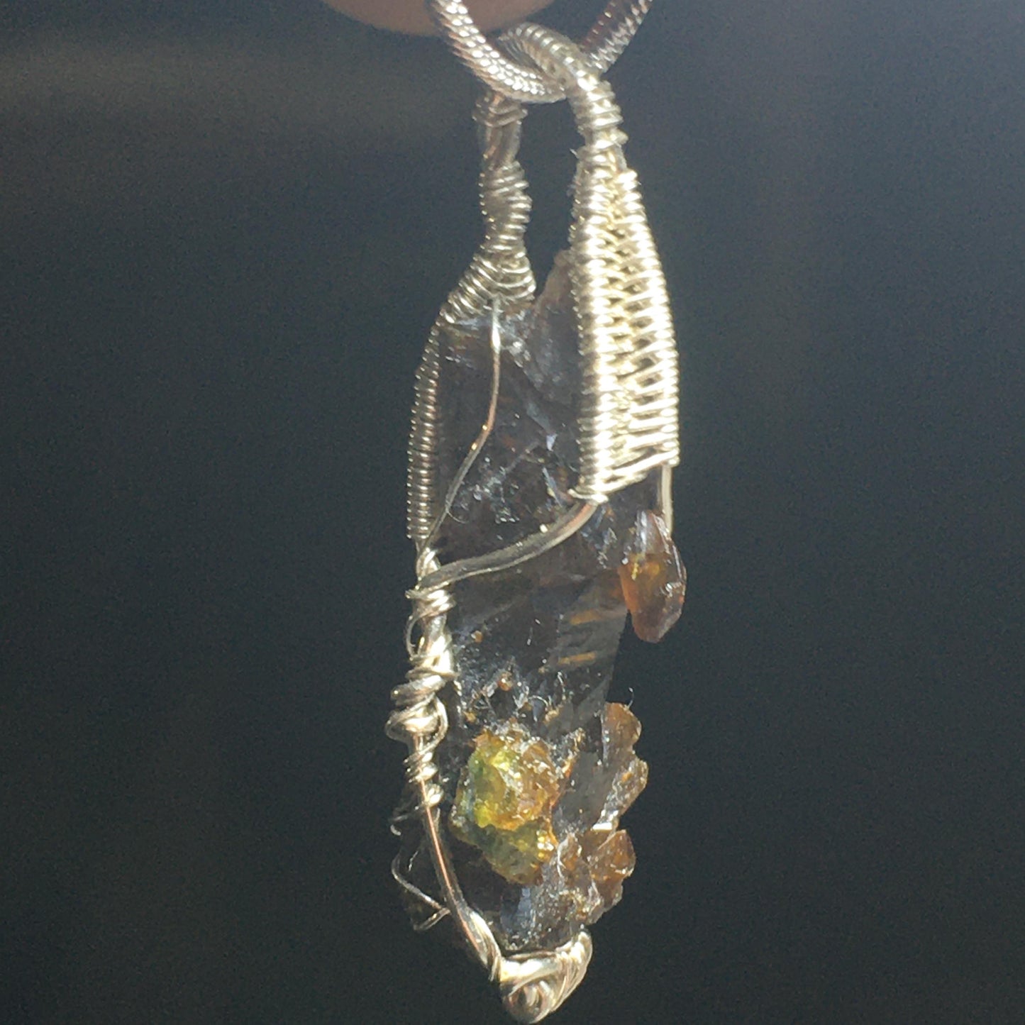 Amber Zincite 925 Sterling Silver Crystal Pendant