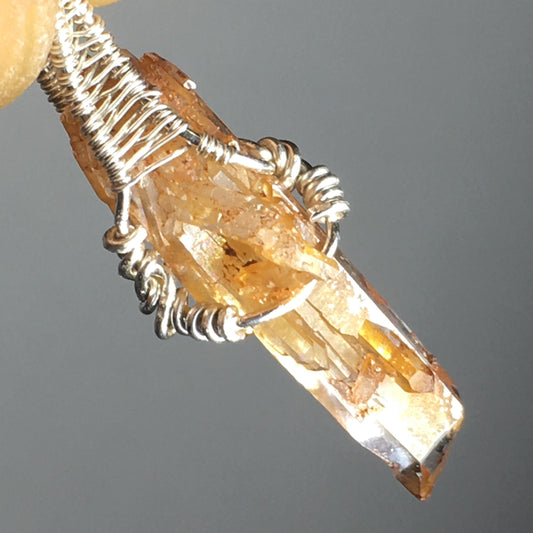 Golden Healer Quartz Pendant Rose Gold and Silver
