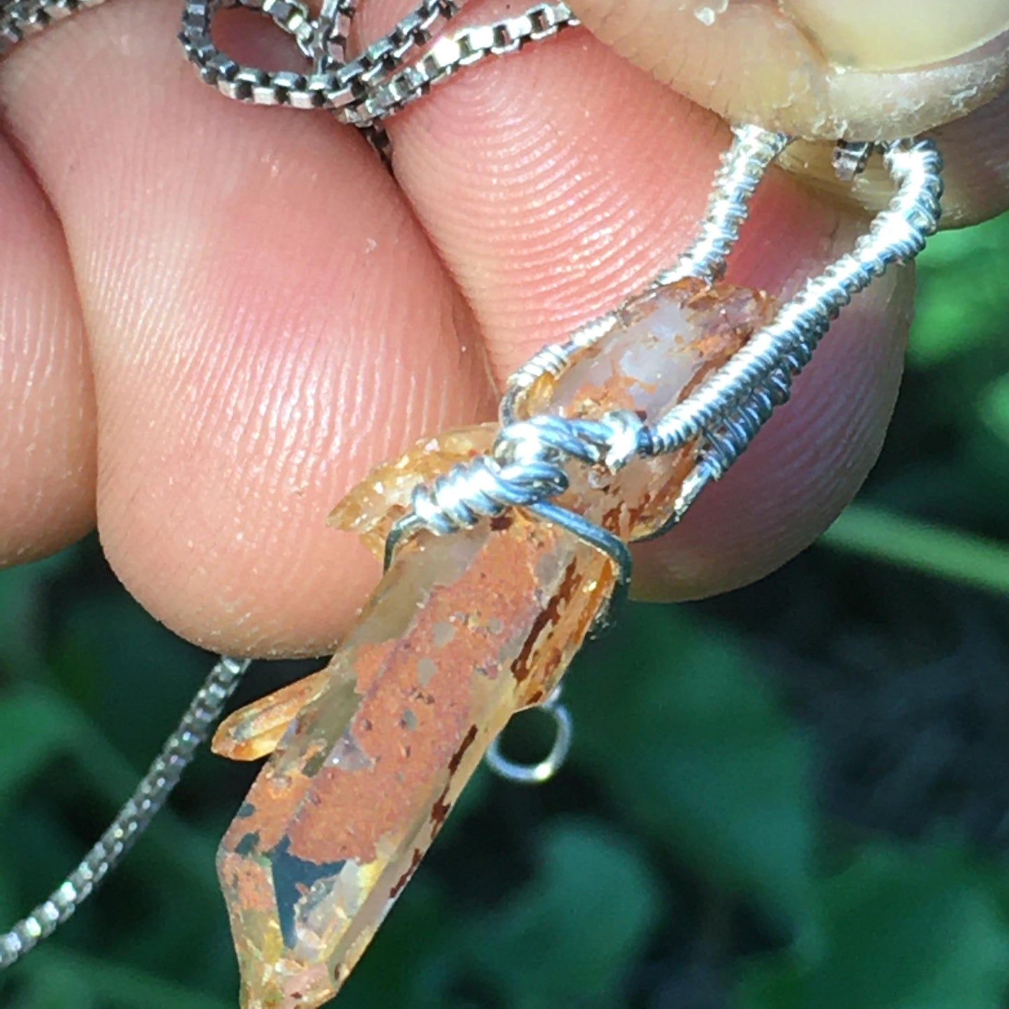 Golden Healer Quartz Pendant Rose Gold and Silver