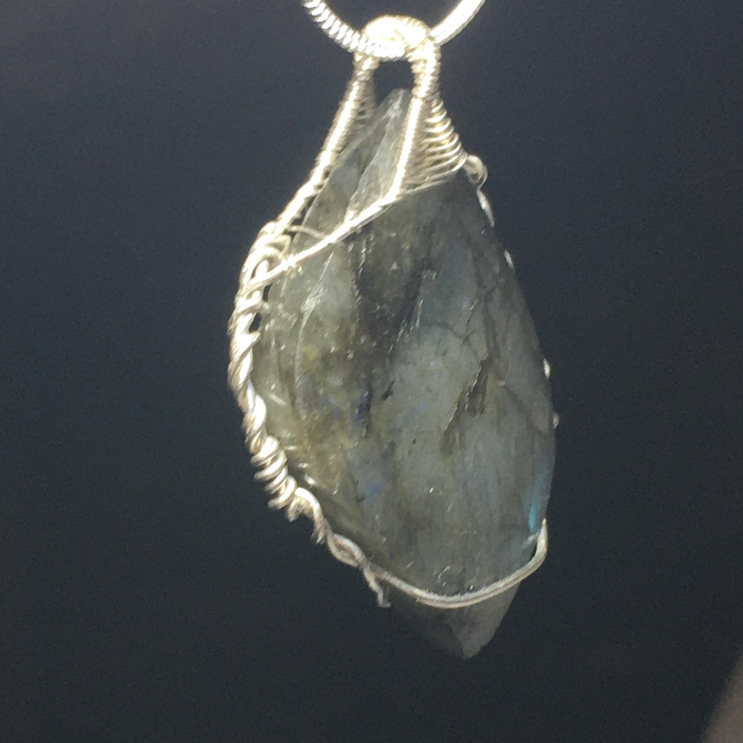 Labradorite and 925 Sterling Silver Crystal Pendant