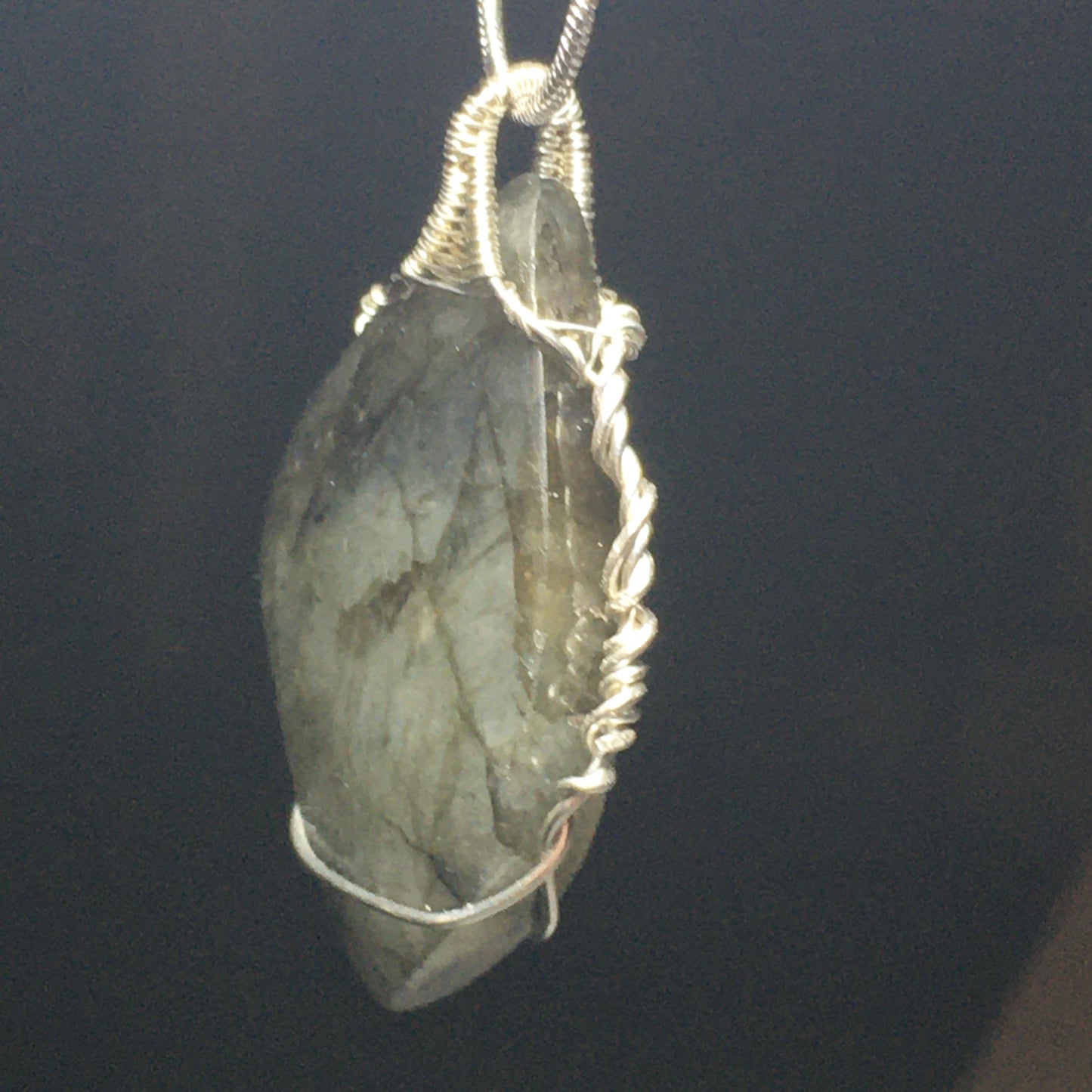 Labradorite and 925 Sterling Silver Crystal Pendant