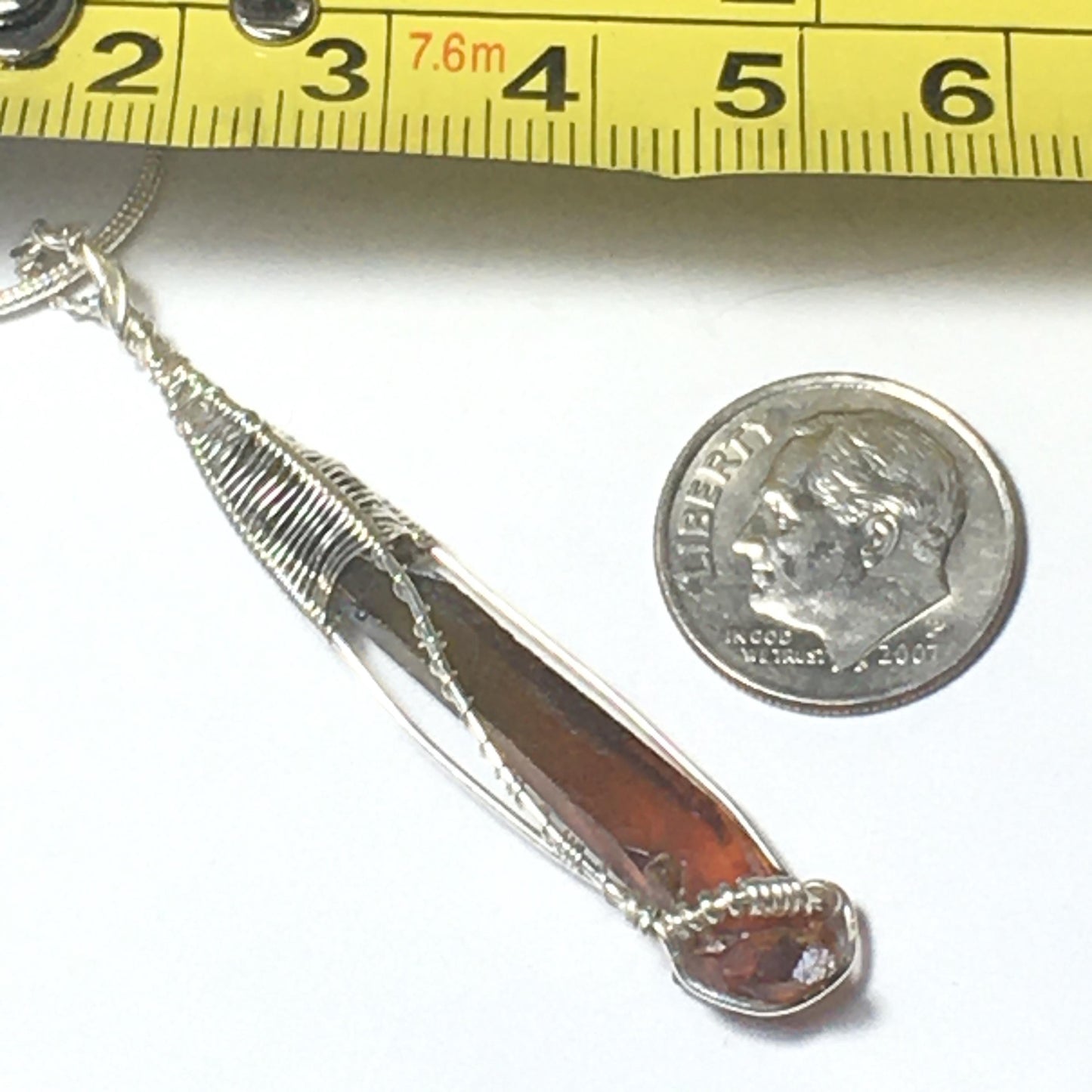 Green and Orange Zincite 925 Sterling Silver Crystal Jewelry Necklace Pendant