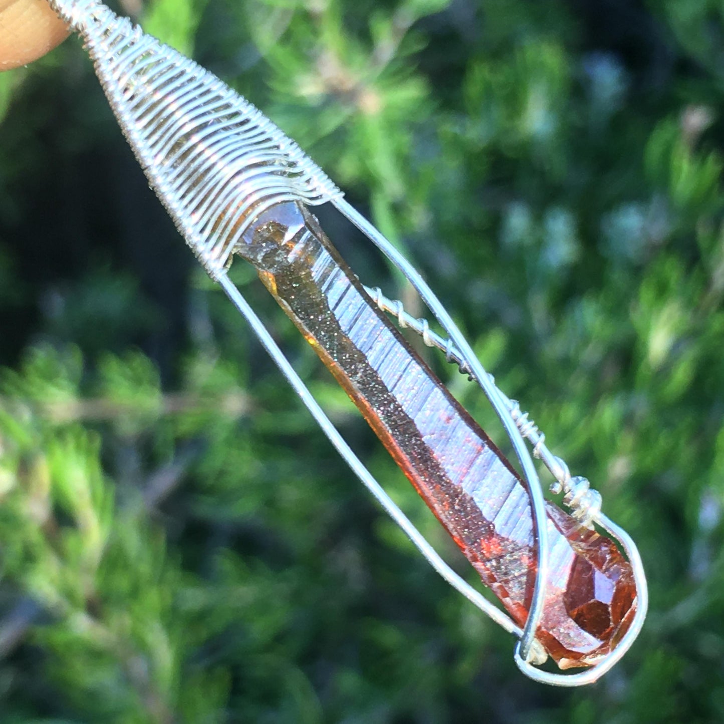 Green and Orange Zincite 925 Sterling Silver Crystal Jewelry Necklace Pendant