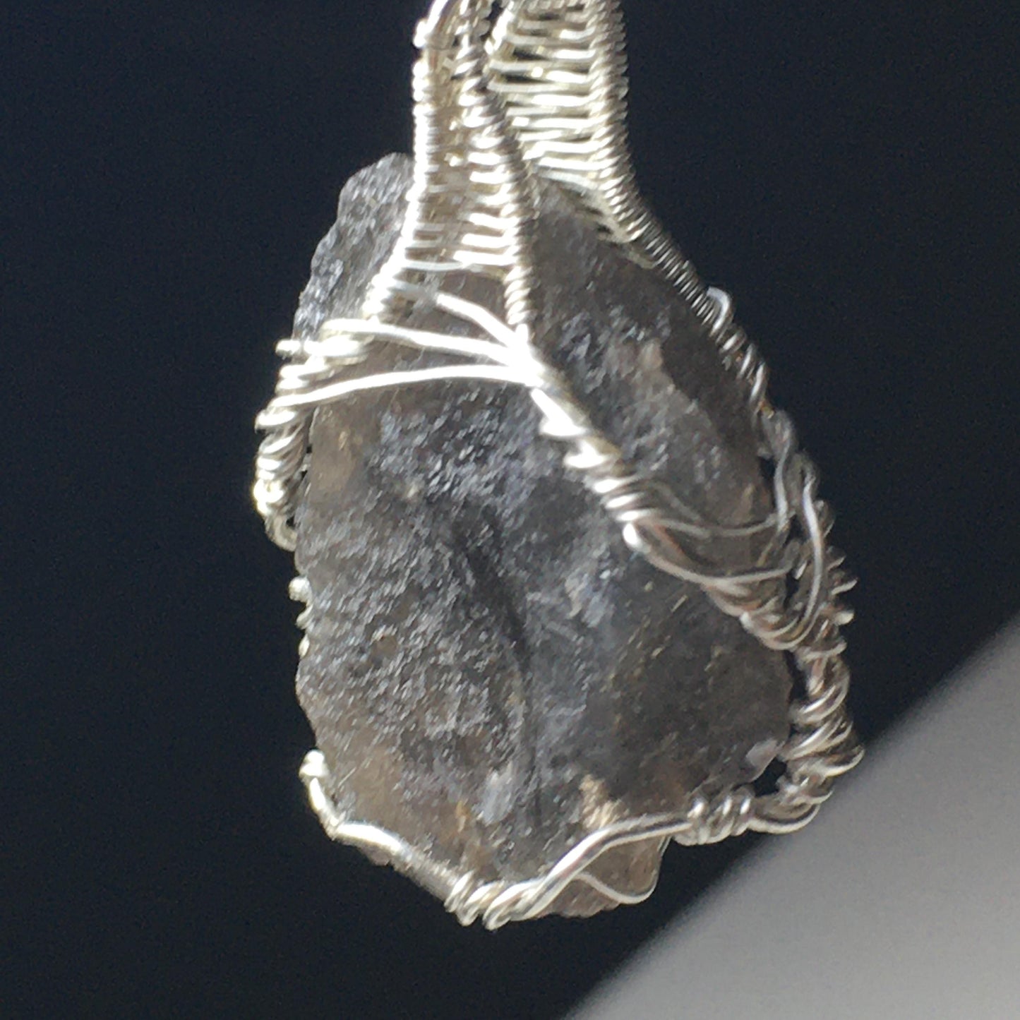 Tektite Meteorite and Silver Pendant