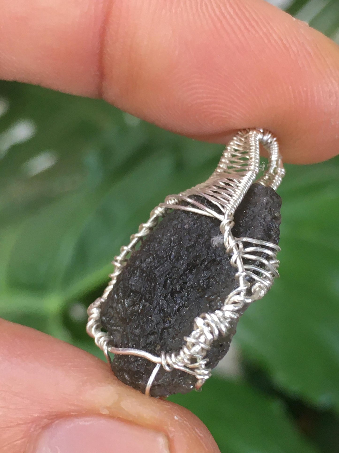 Tektite Meteorite and Silver Pendant