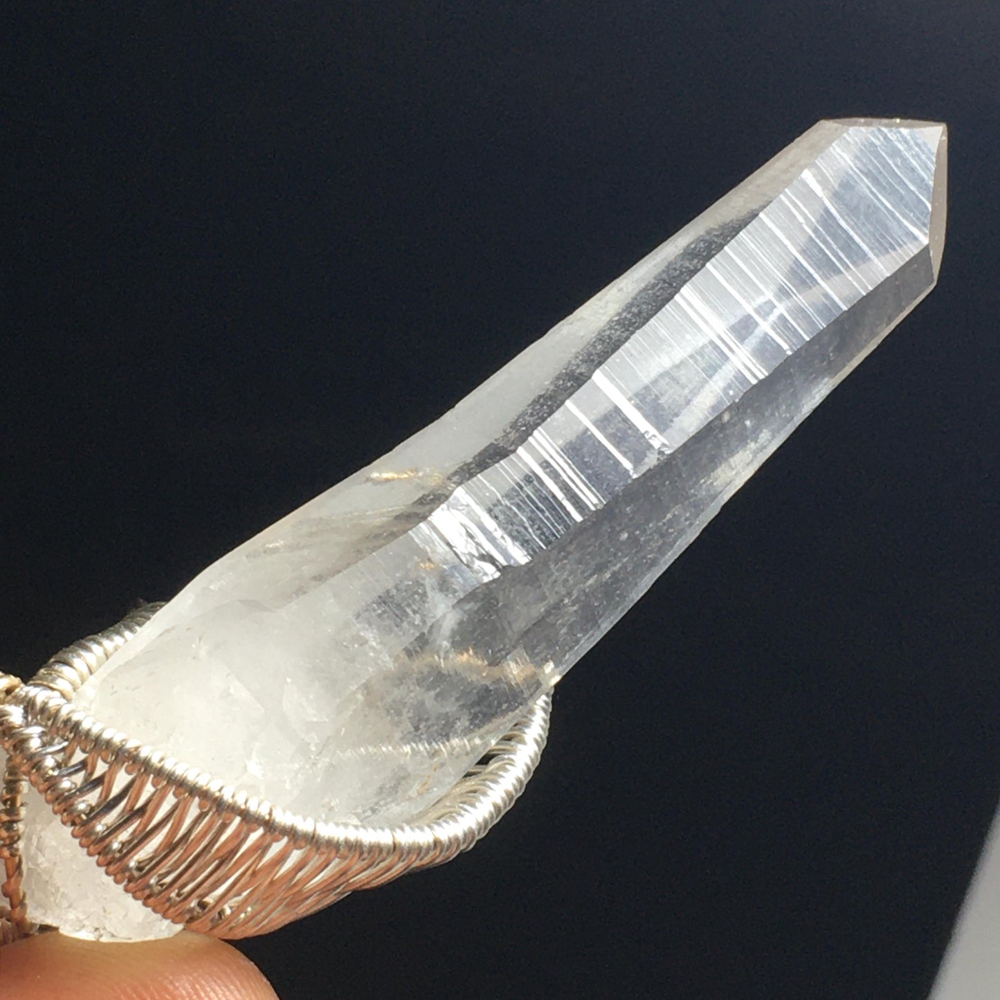 Quartz Crystal and Silver Pendant