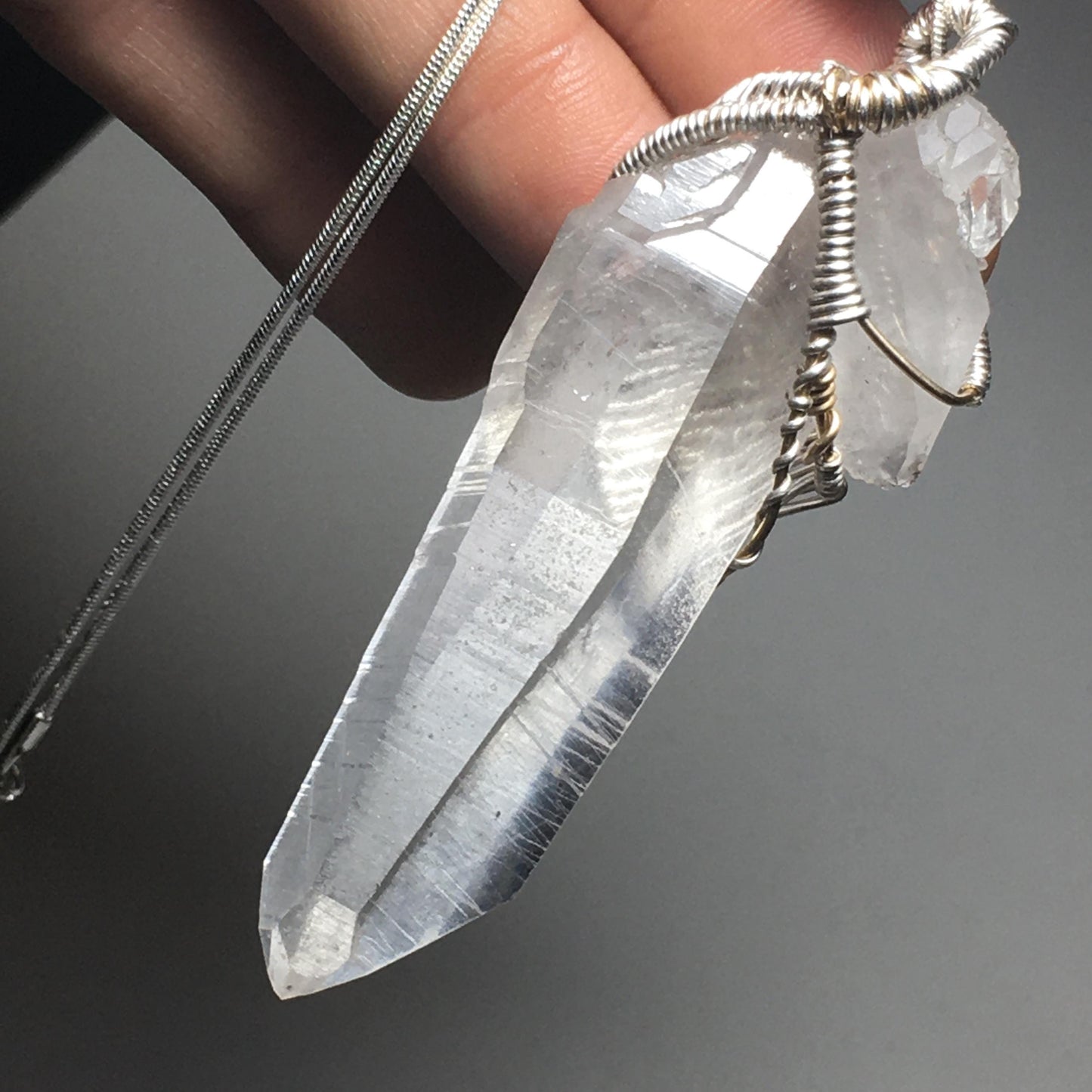 Quartz Crystal and Silver Pendant