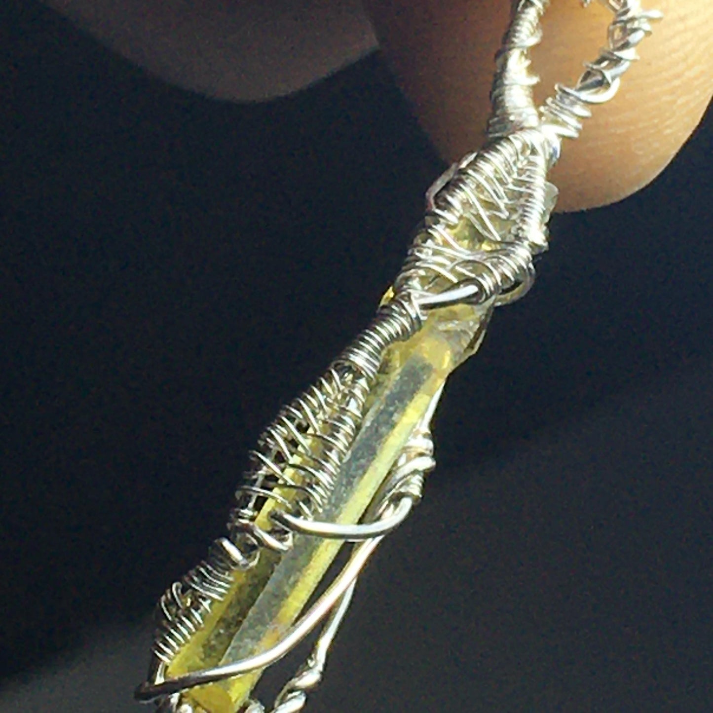 Yellow Zincite Pendant on Silver - UV Reactive