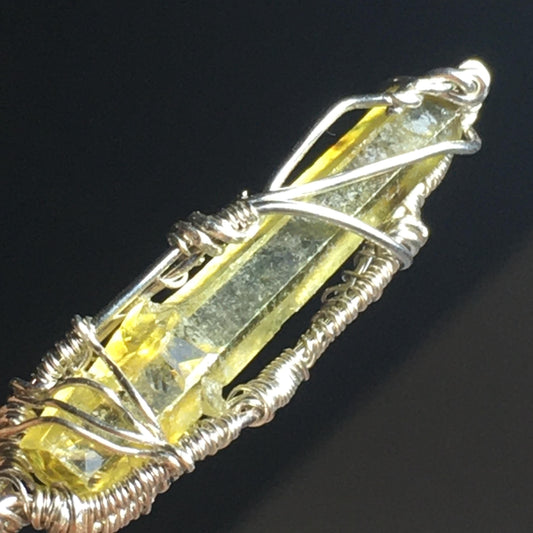 Yellow Zincite Pendant on Silver - UV Reactive