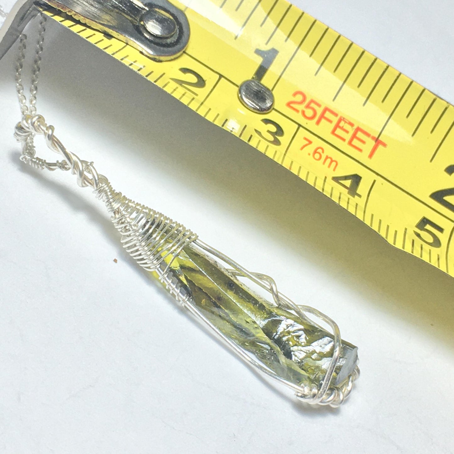 BIG Green Zincite and Silver Pendant