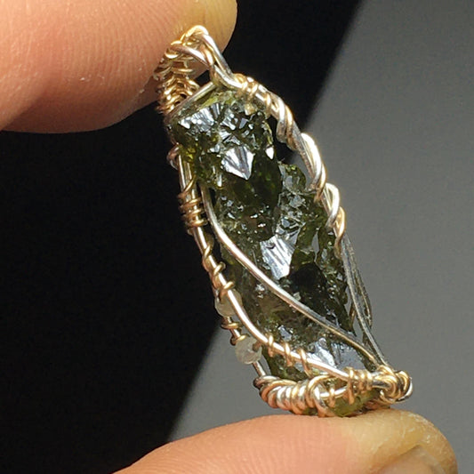 Zincite and Prehnite 925 Silver Wire-Wrap Pendant with Chain