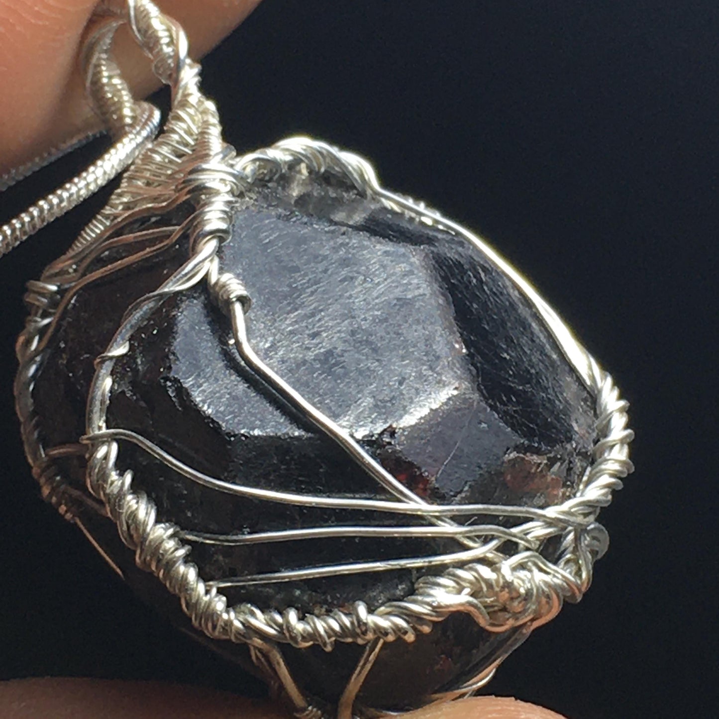 BIG Garnet and Sterling Silver Pendant