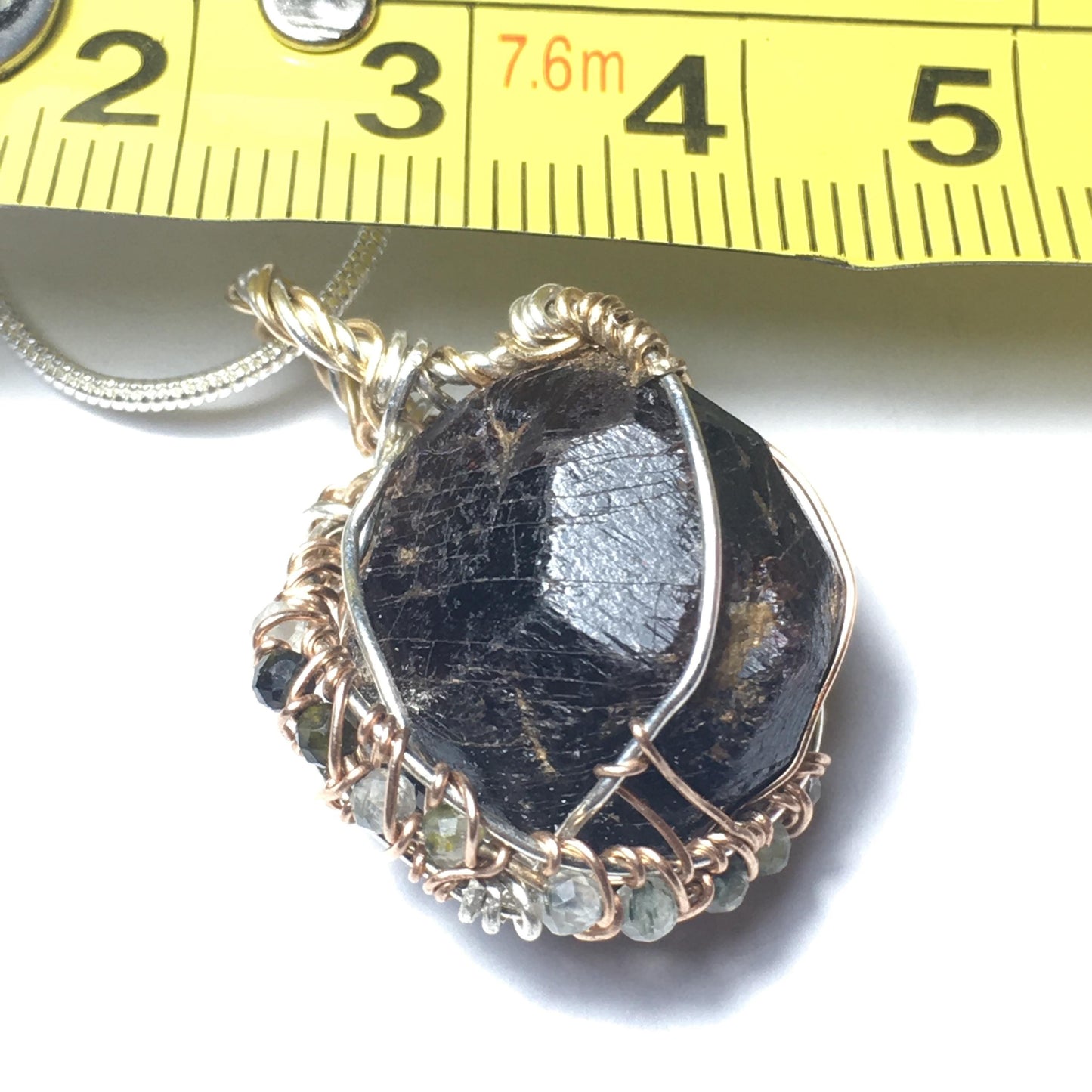 Garnet and Prehnite Rose Gold and Silver Pendant