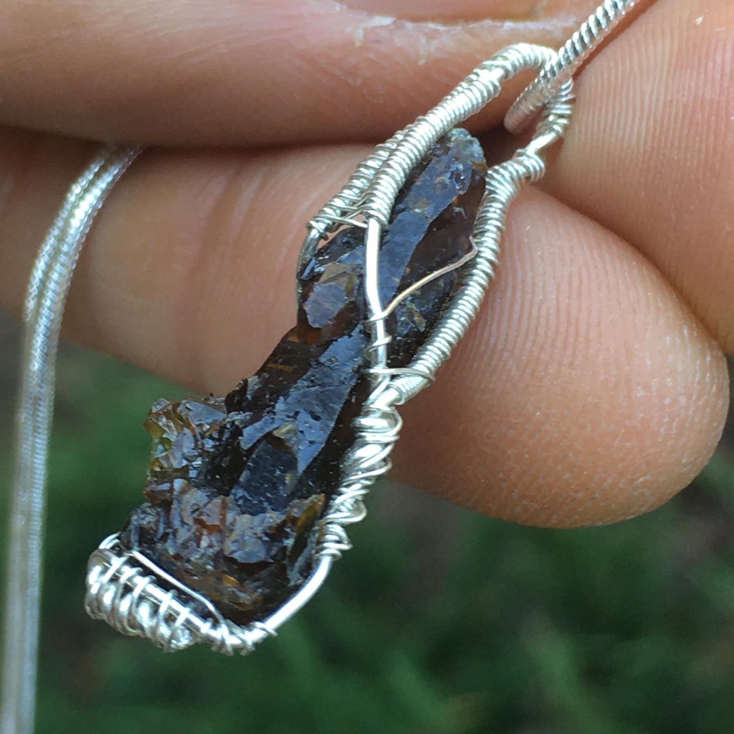 Amber Zincite 925 Sterling Silver Crystal Pendant