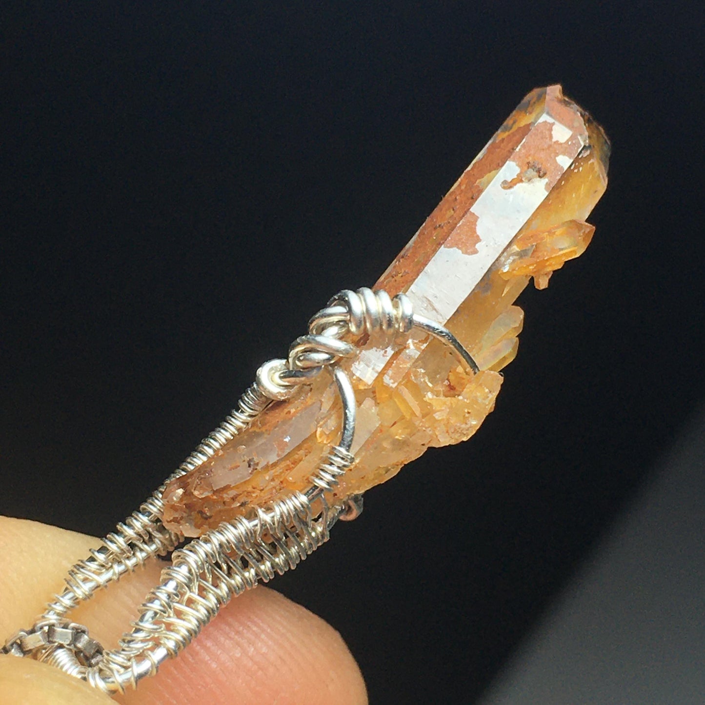 Golden Healer Quartz Pendant Rose Gold and Silver
