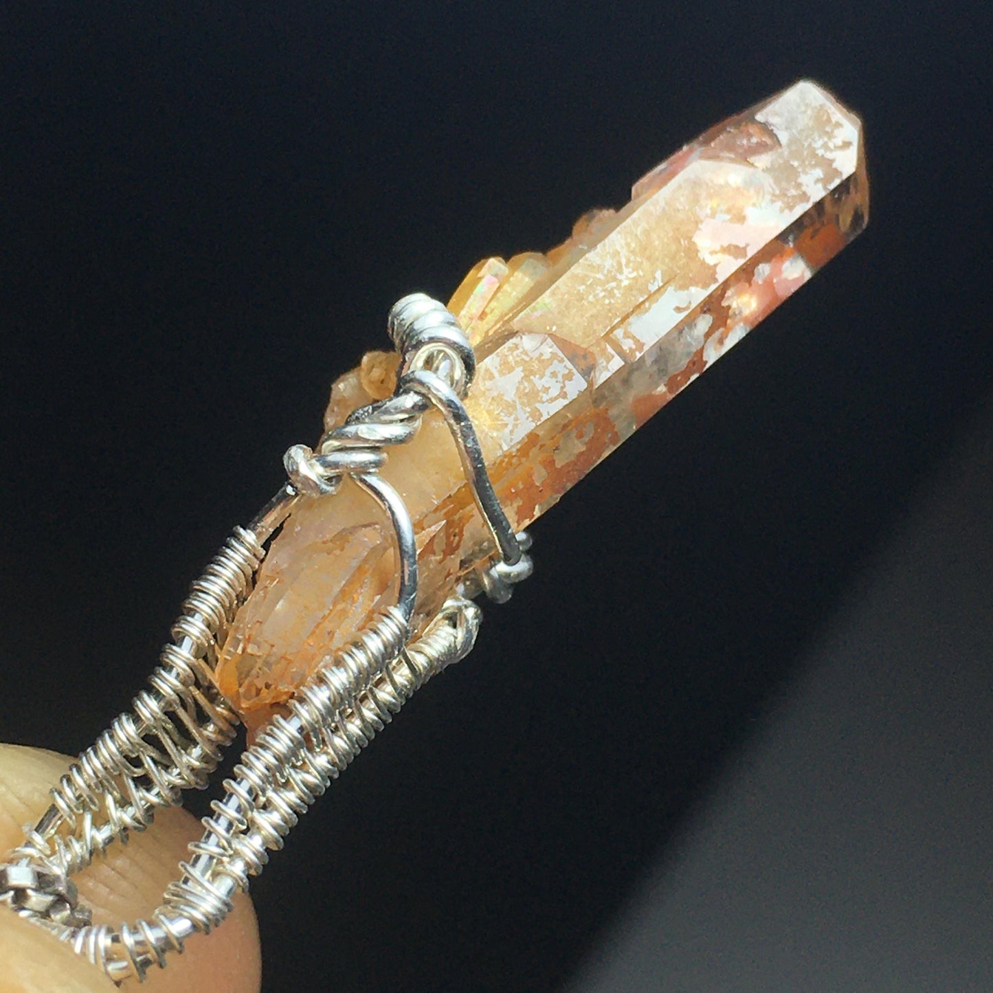 Golden Healer Quartz Pendant Rose Gold and Silver