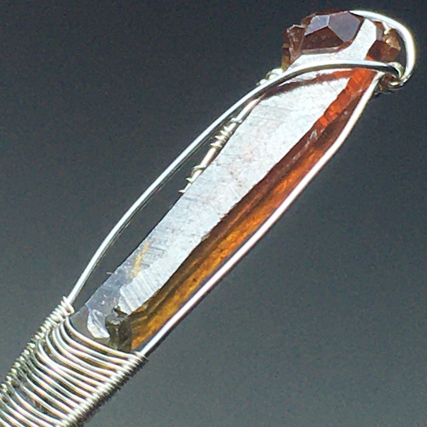 Green and Orange Zincite 925 Sterling Silver Crystal Jewelry Necklace Pendant