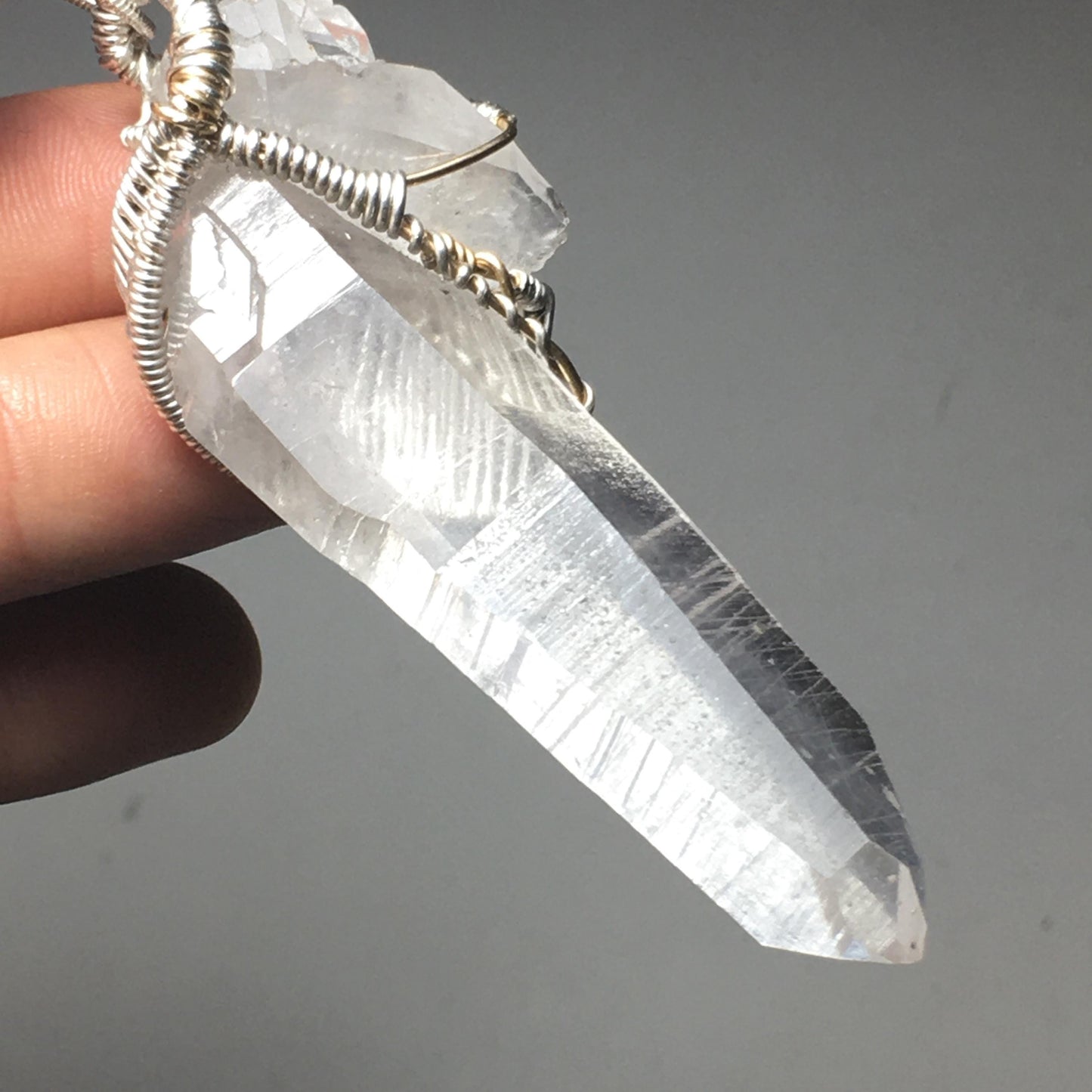 Quartz Crystal and Silver Pendant