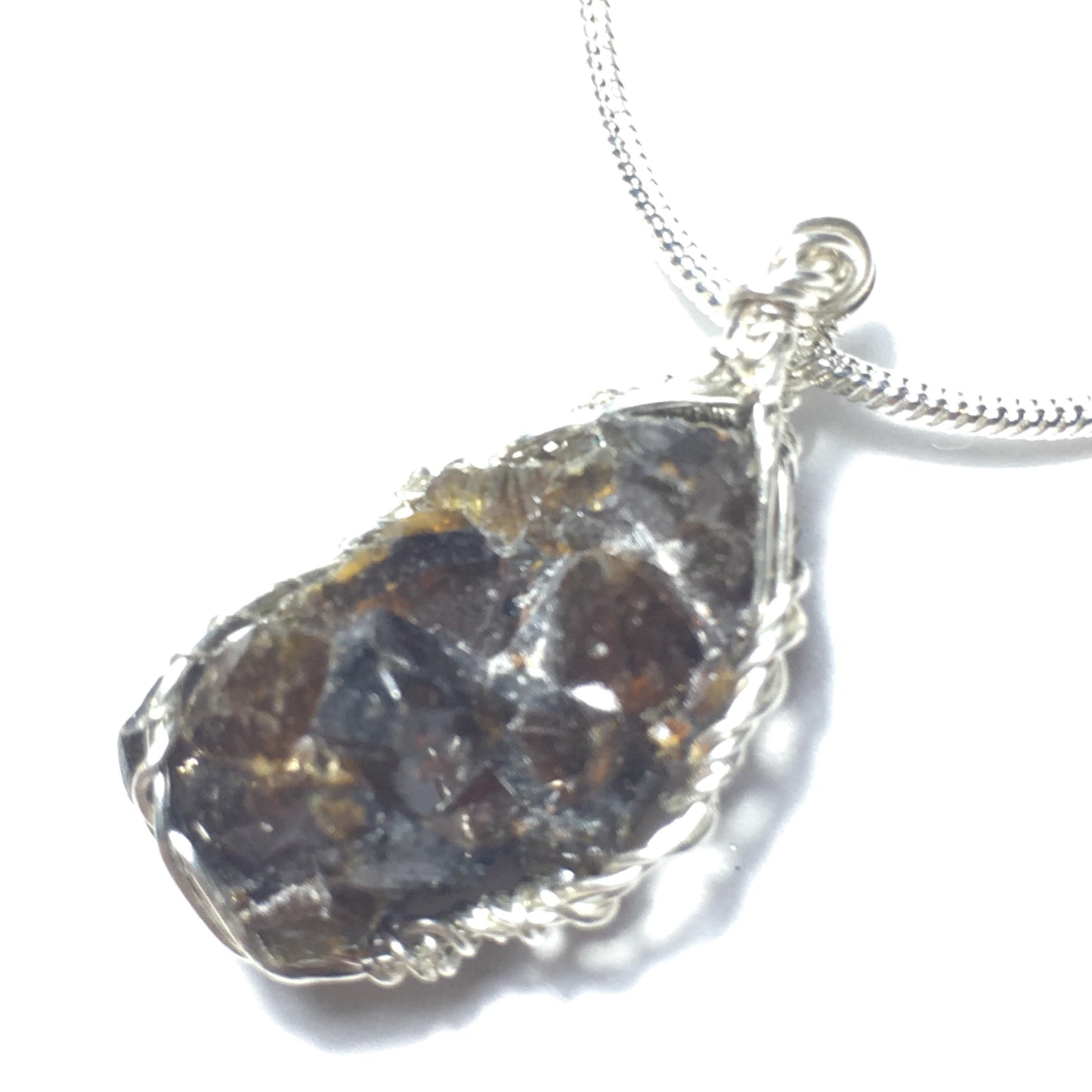 Zincite Crystal and Silver Pendant