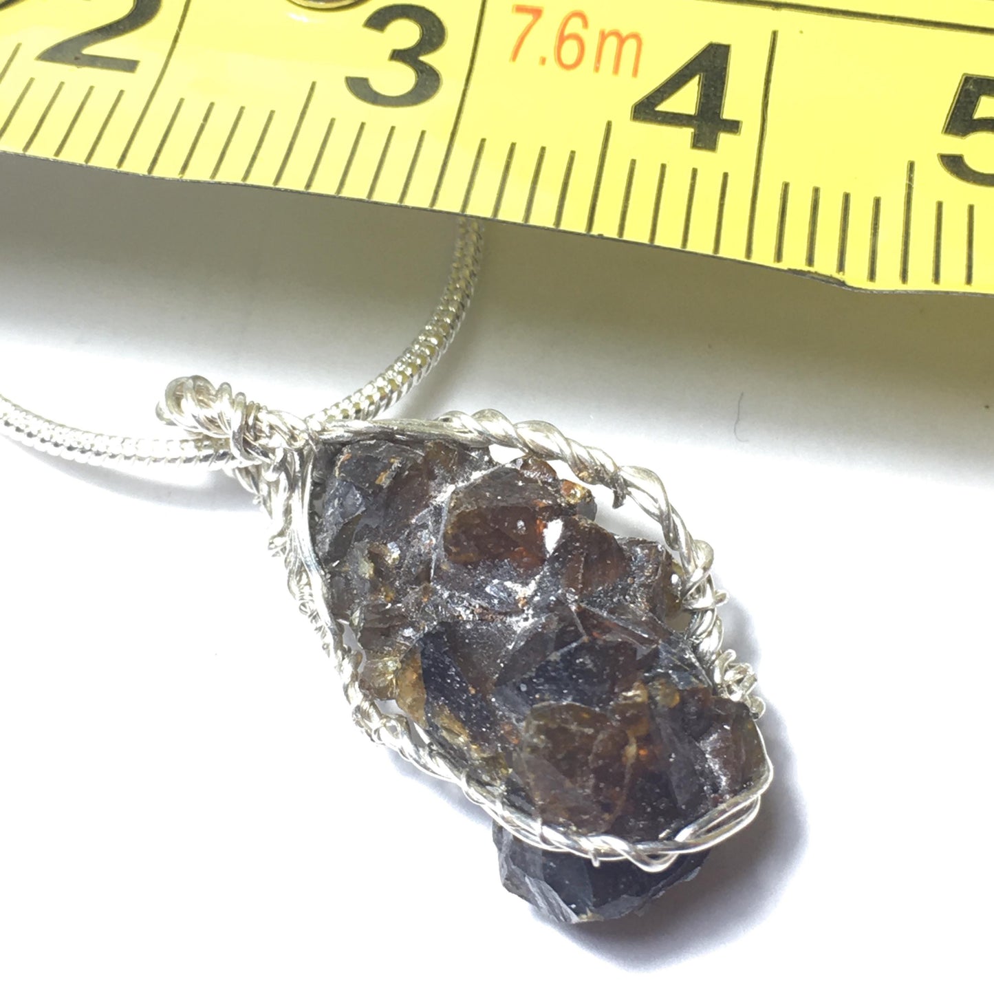 Zincite Crystal and Silver Pendant