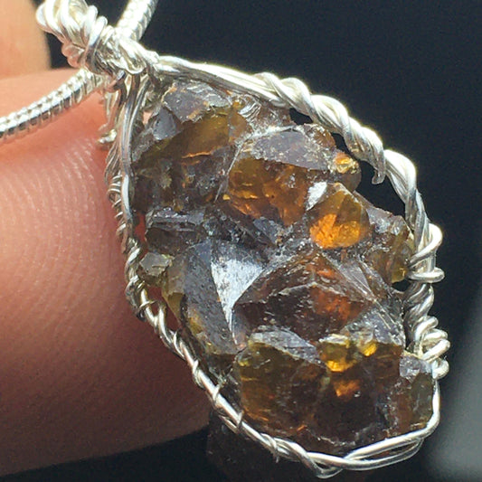 Zincite Crystal and Silver Pendant