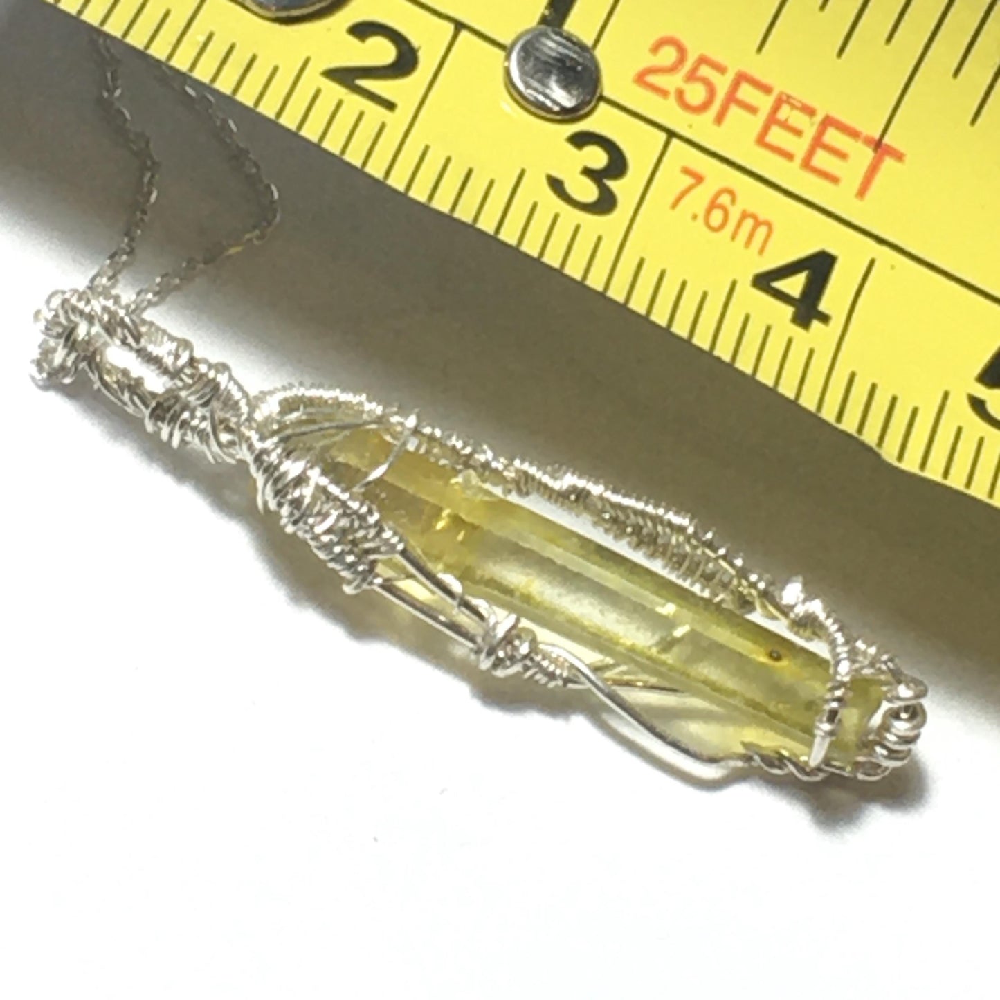 Yellow Zincite Pendant on Silver - UV Reactive