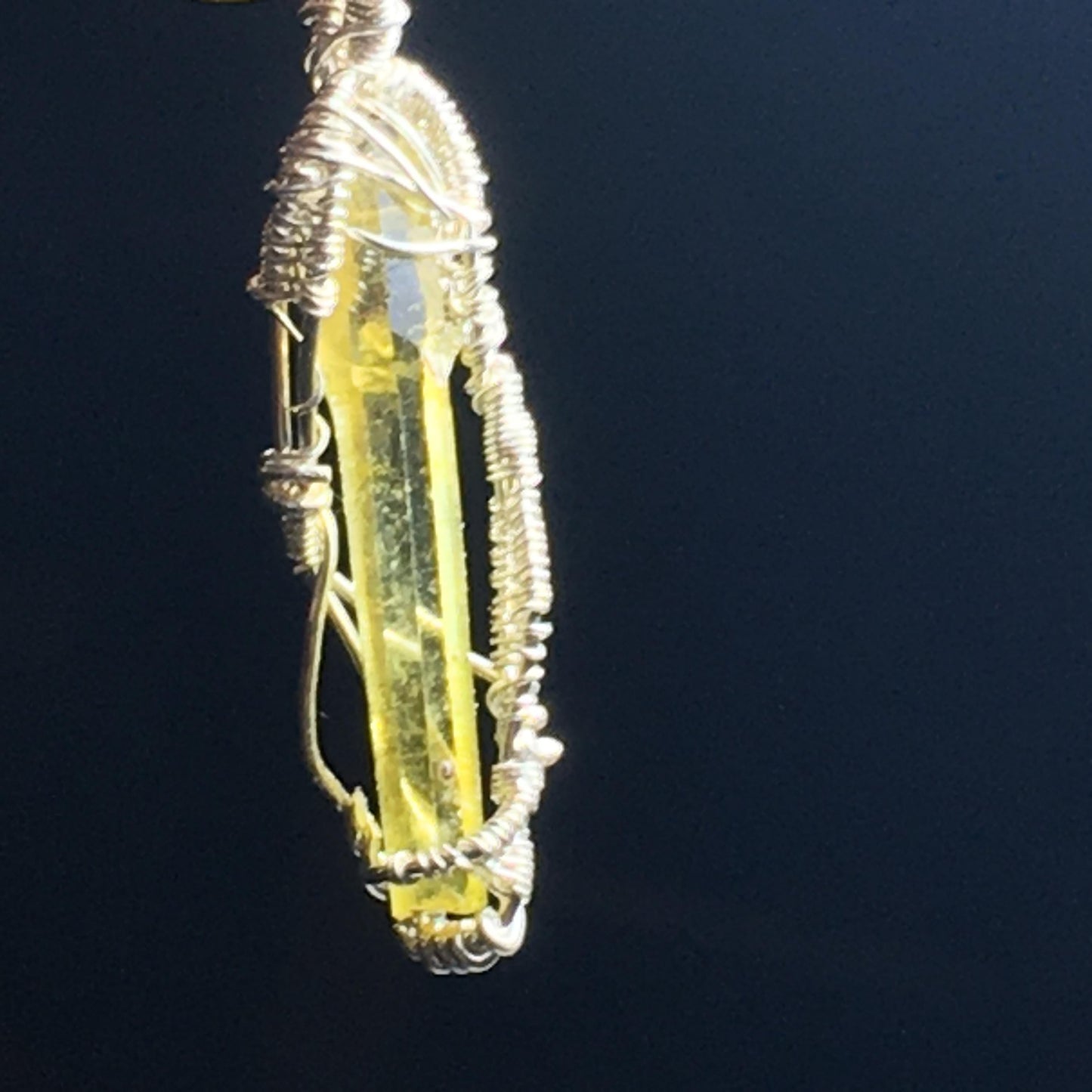 Yellow Zincite Pendant on Silver - UV Reactive