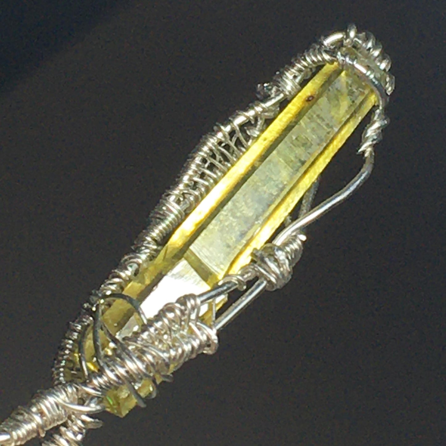 Yellow Zincite Pendant on Silver - UV Reactive