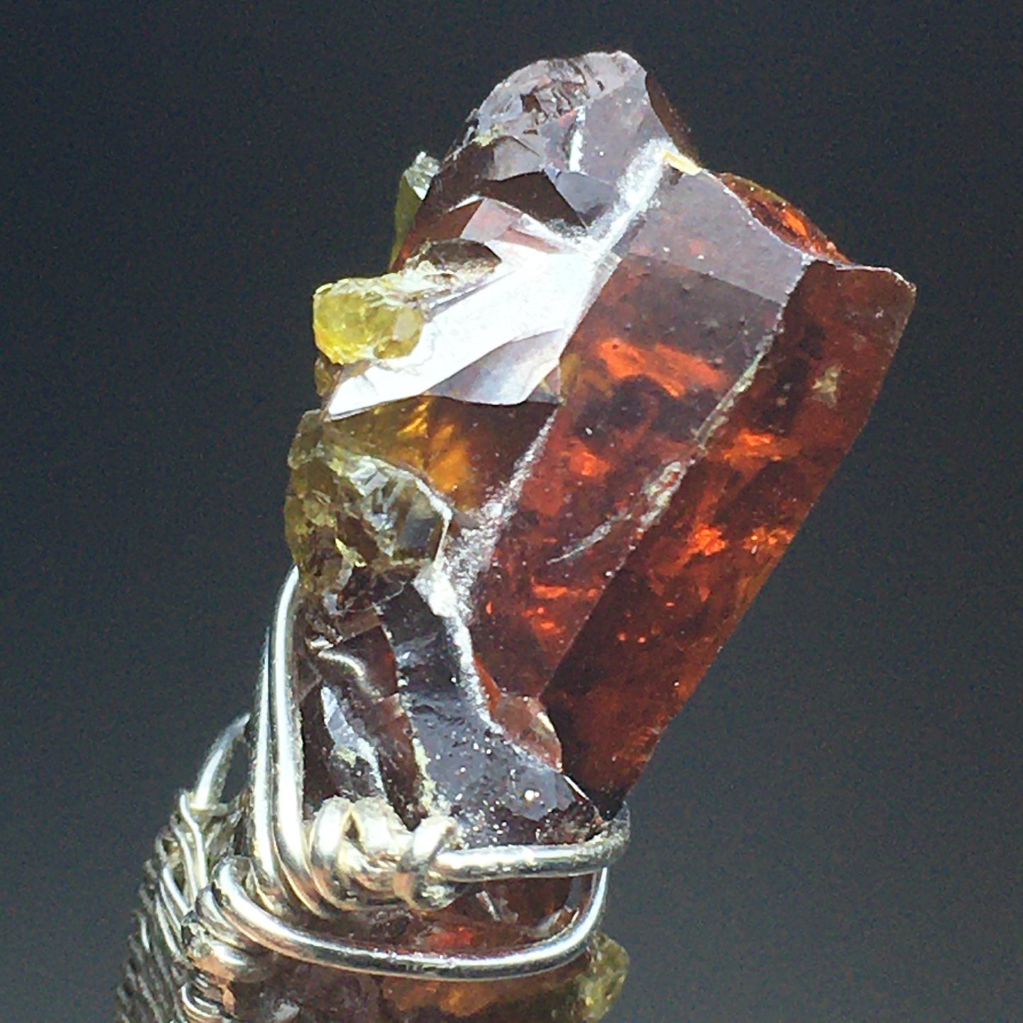 Multicolor Zincite Crystal and 925 Silver Wire-Wrap Pendant with Chain