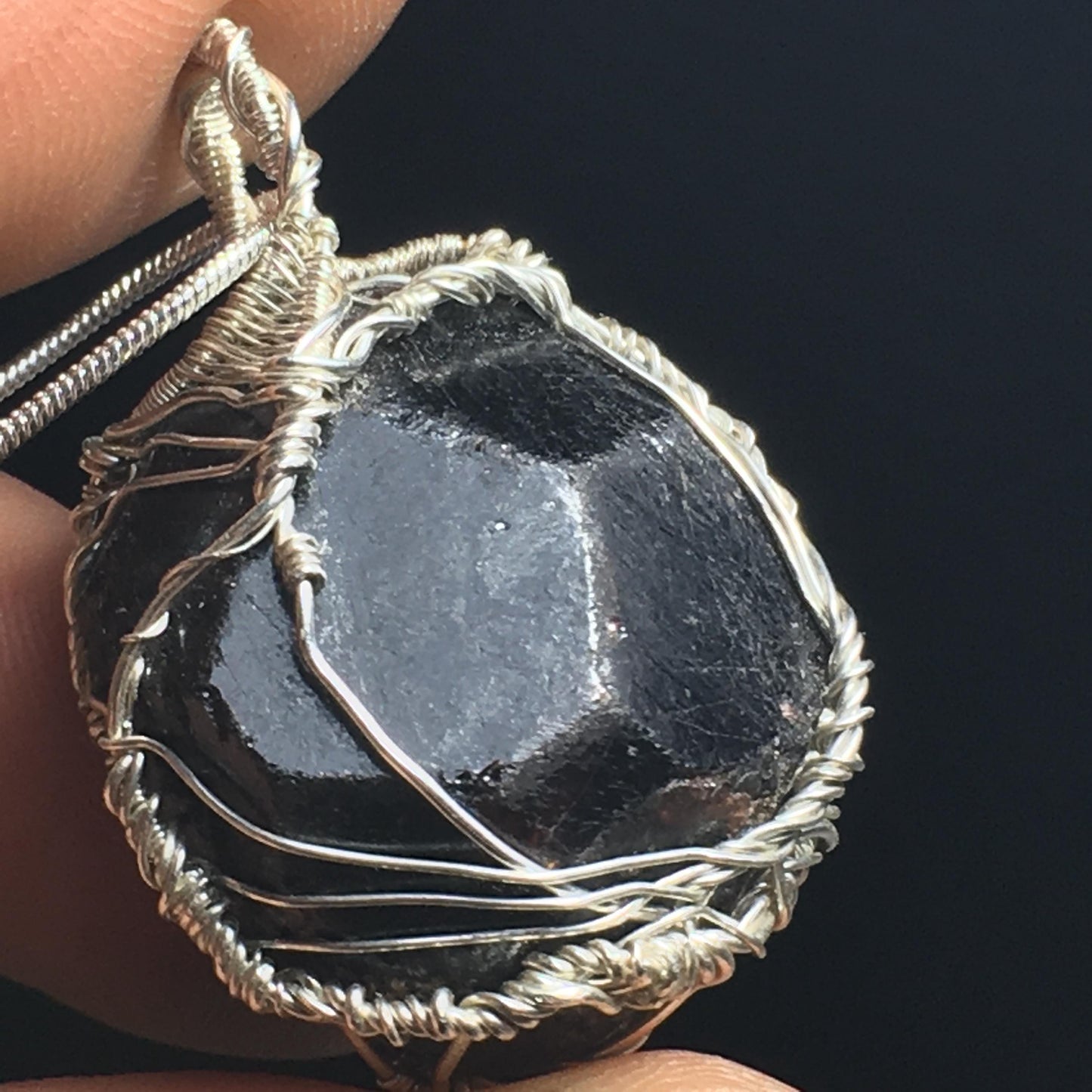 BIG Garnet and Sterling Silver Pendant