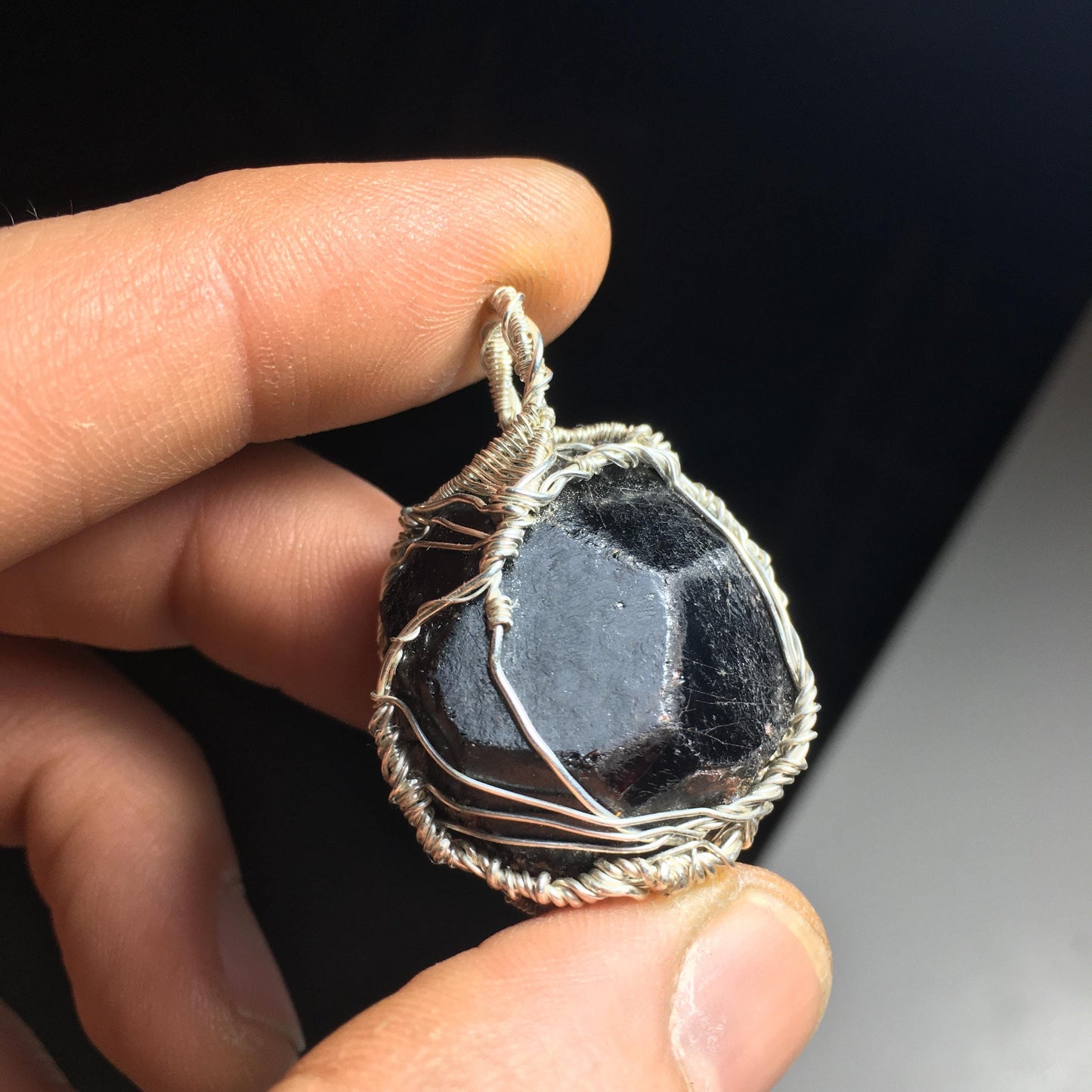 BIG Garnet and Sterling Silver Pendant